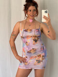✿ angel cherub print bodycon mini dress