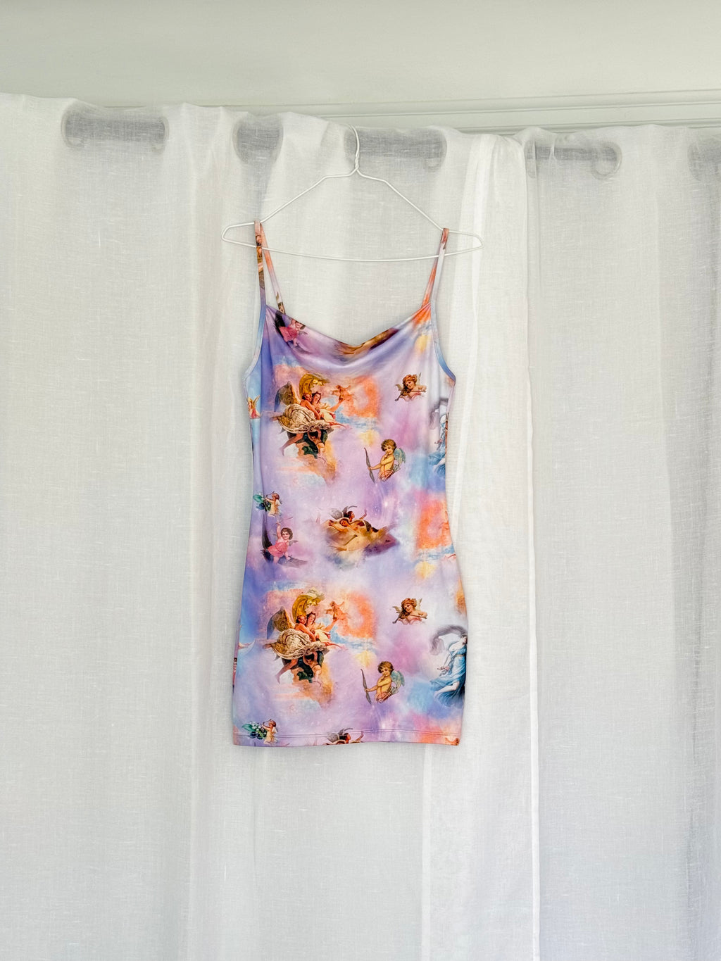 ✿ angel cherub print bodycon mini dress