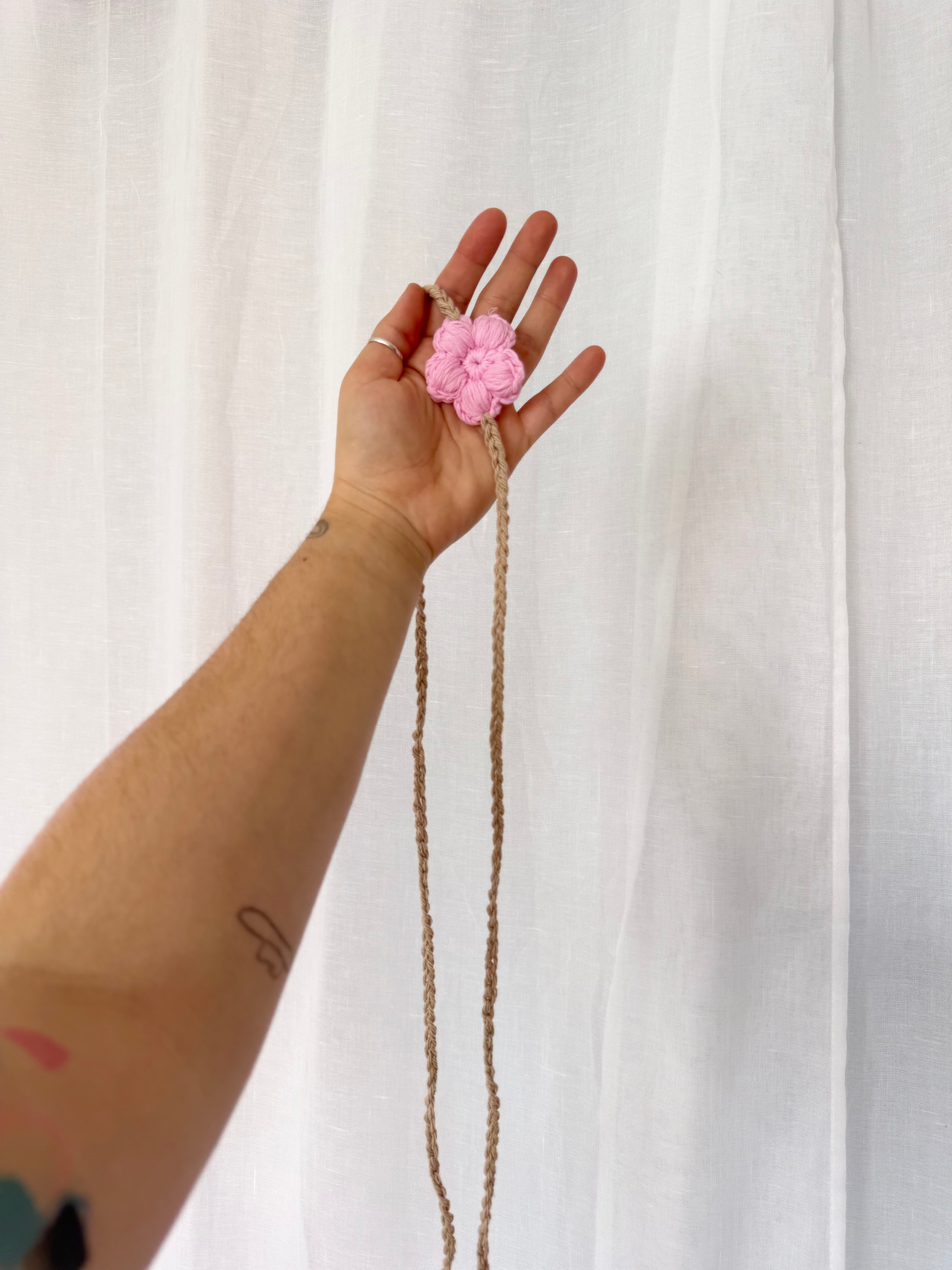 ✿ crochet flower choker tie necklace