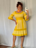 ✿ vintage yellow lace prairie dress