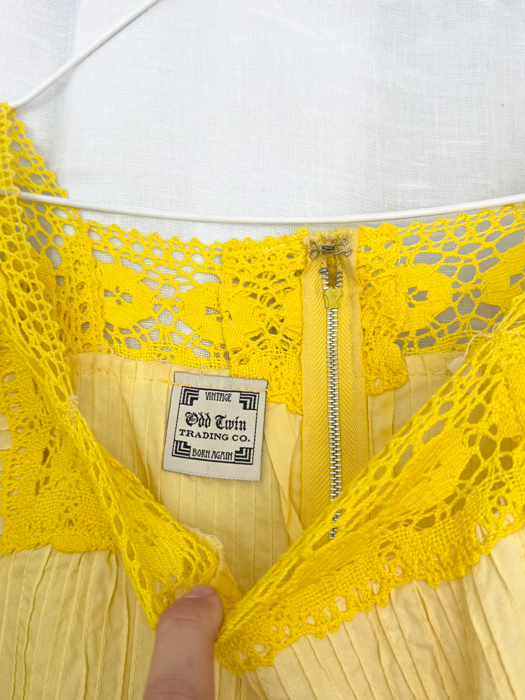 ✿ vintage yellow lace prairie dress
