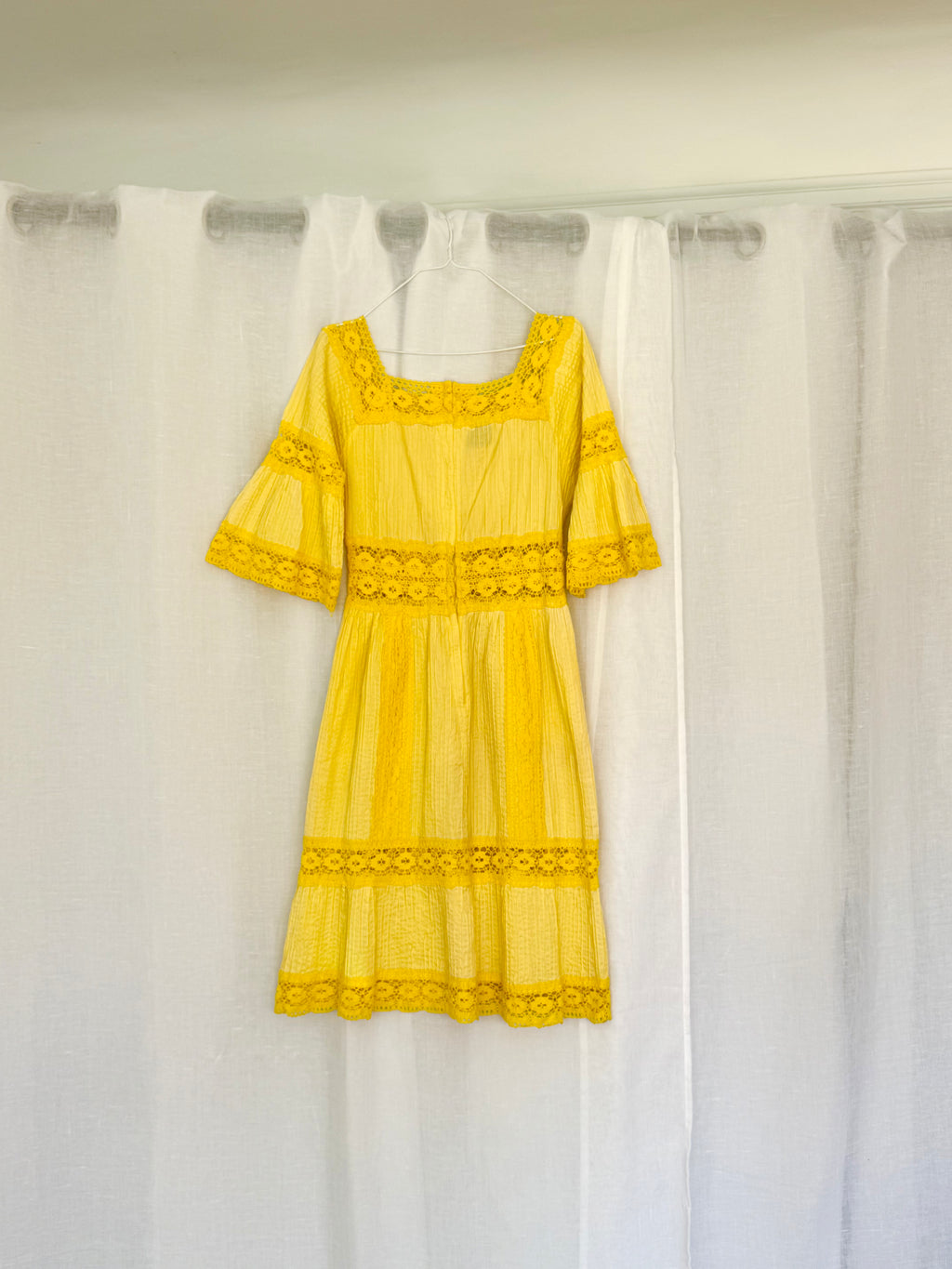 ✿ vintage yellow lace prairie dress