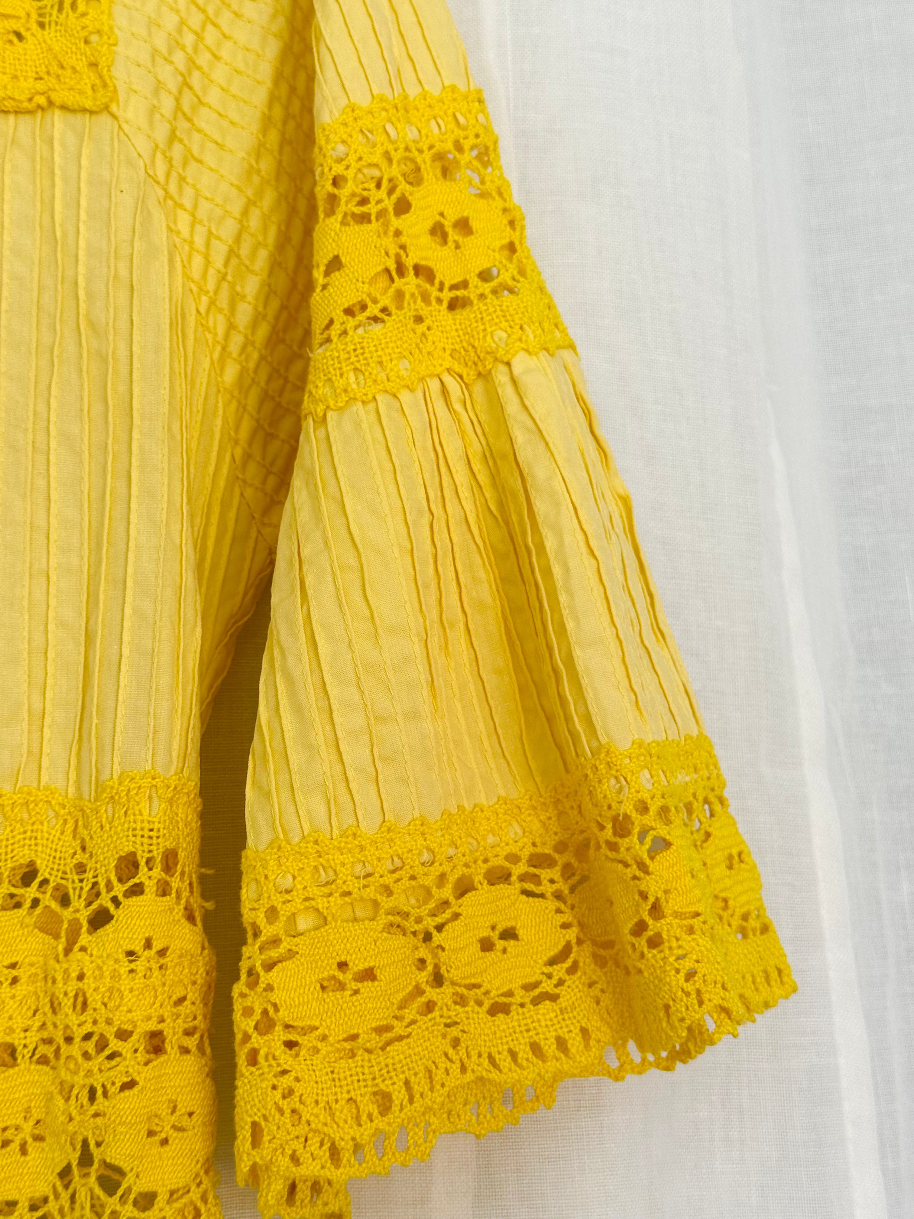 ✿ vintage yellow lace prairie dress