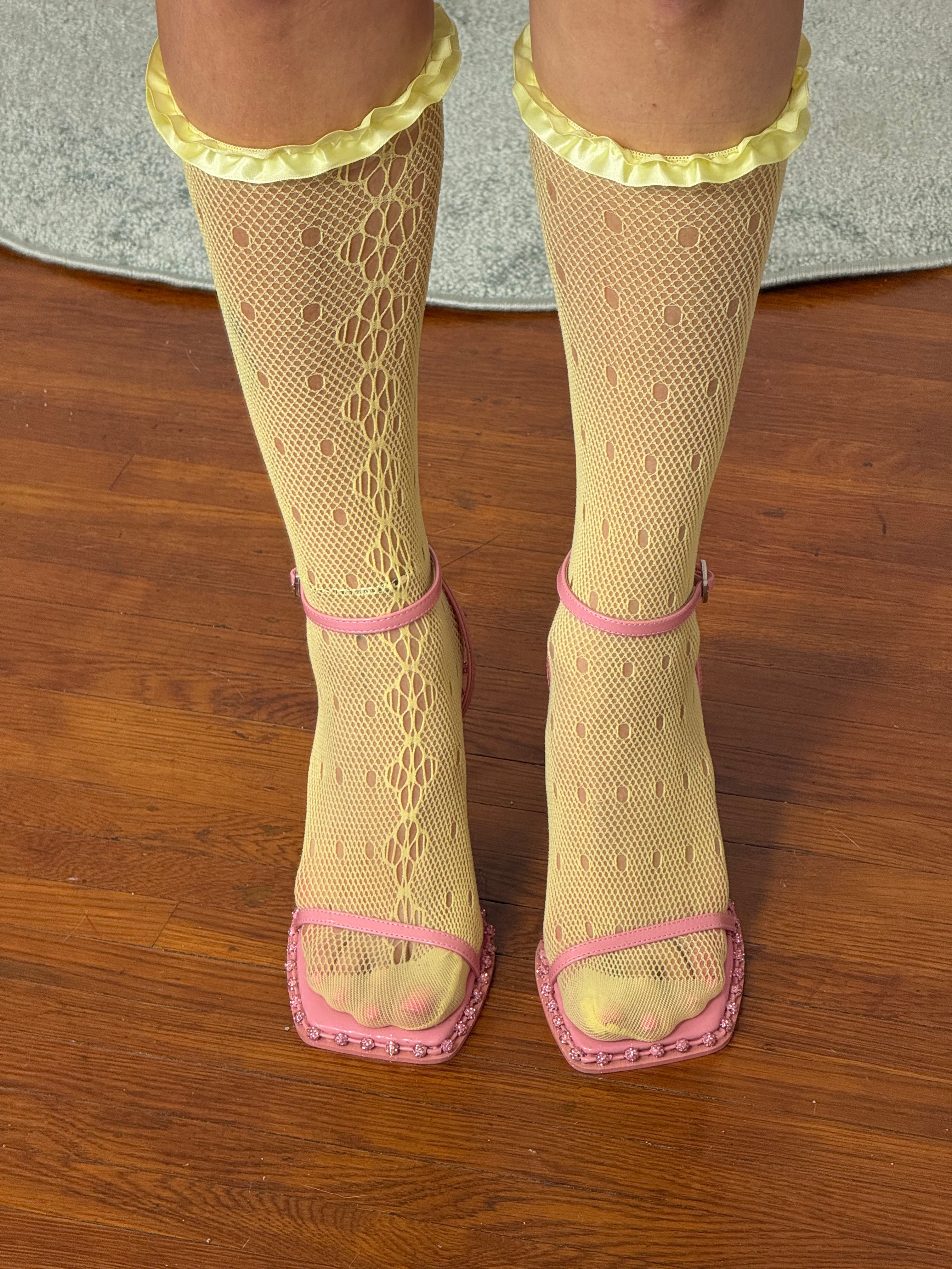 ✿ y2k pink rhinestone strappy heels