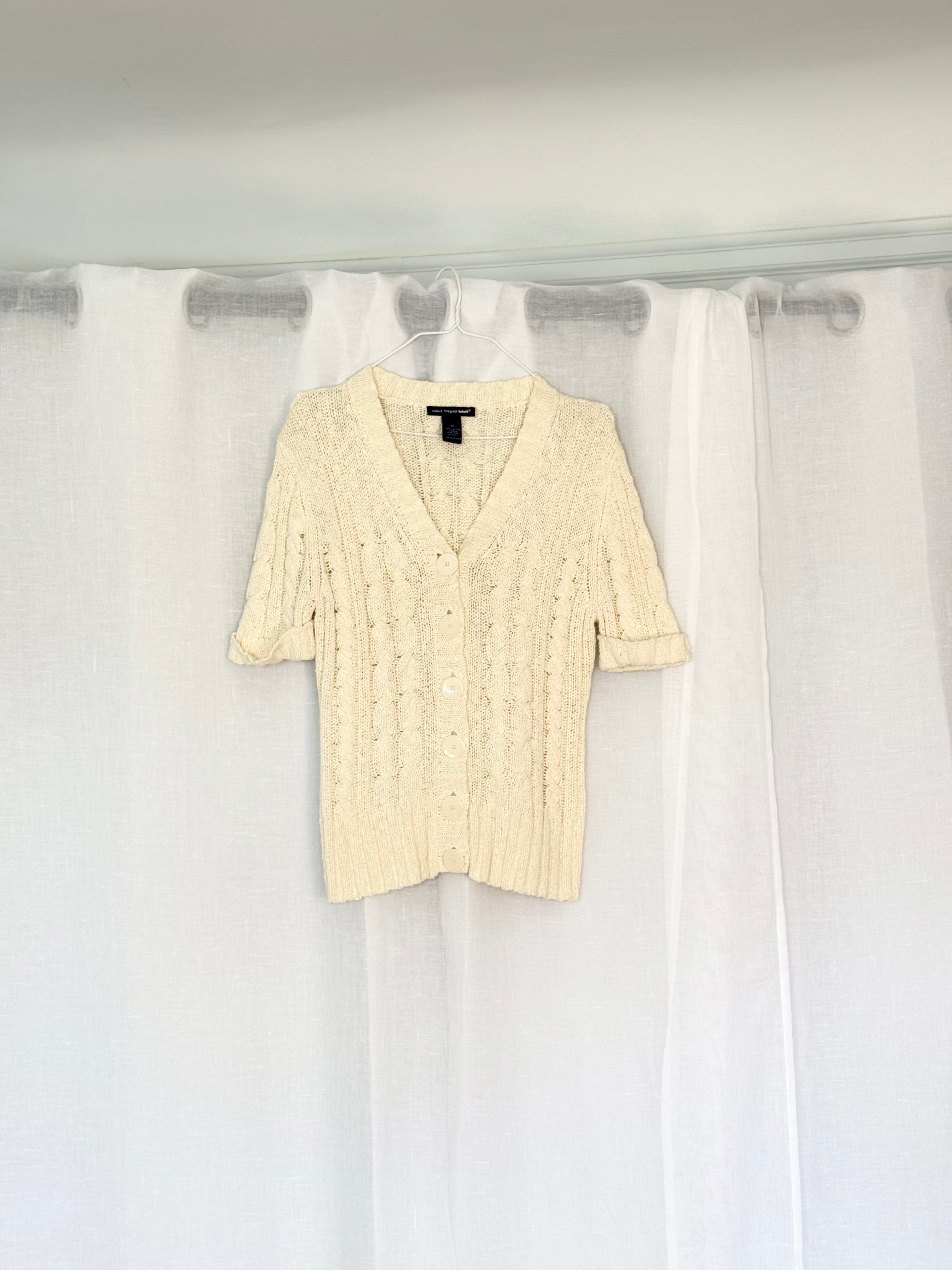 ✿ y2k cable knit short sleeve cardigan