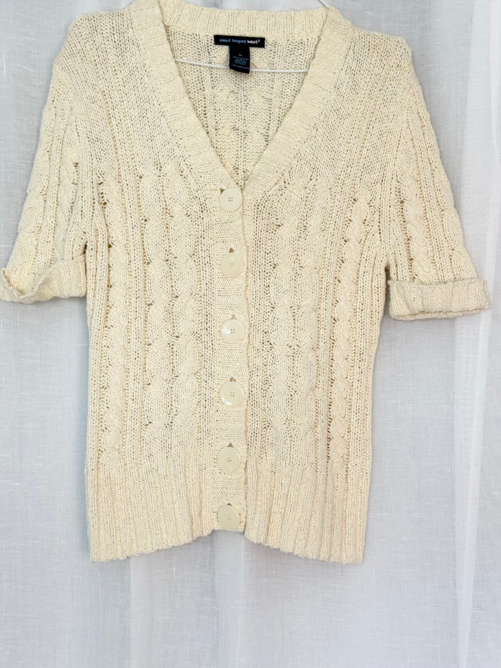 ✿ y2k cable knit short sleeve cardigan