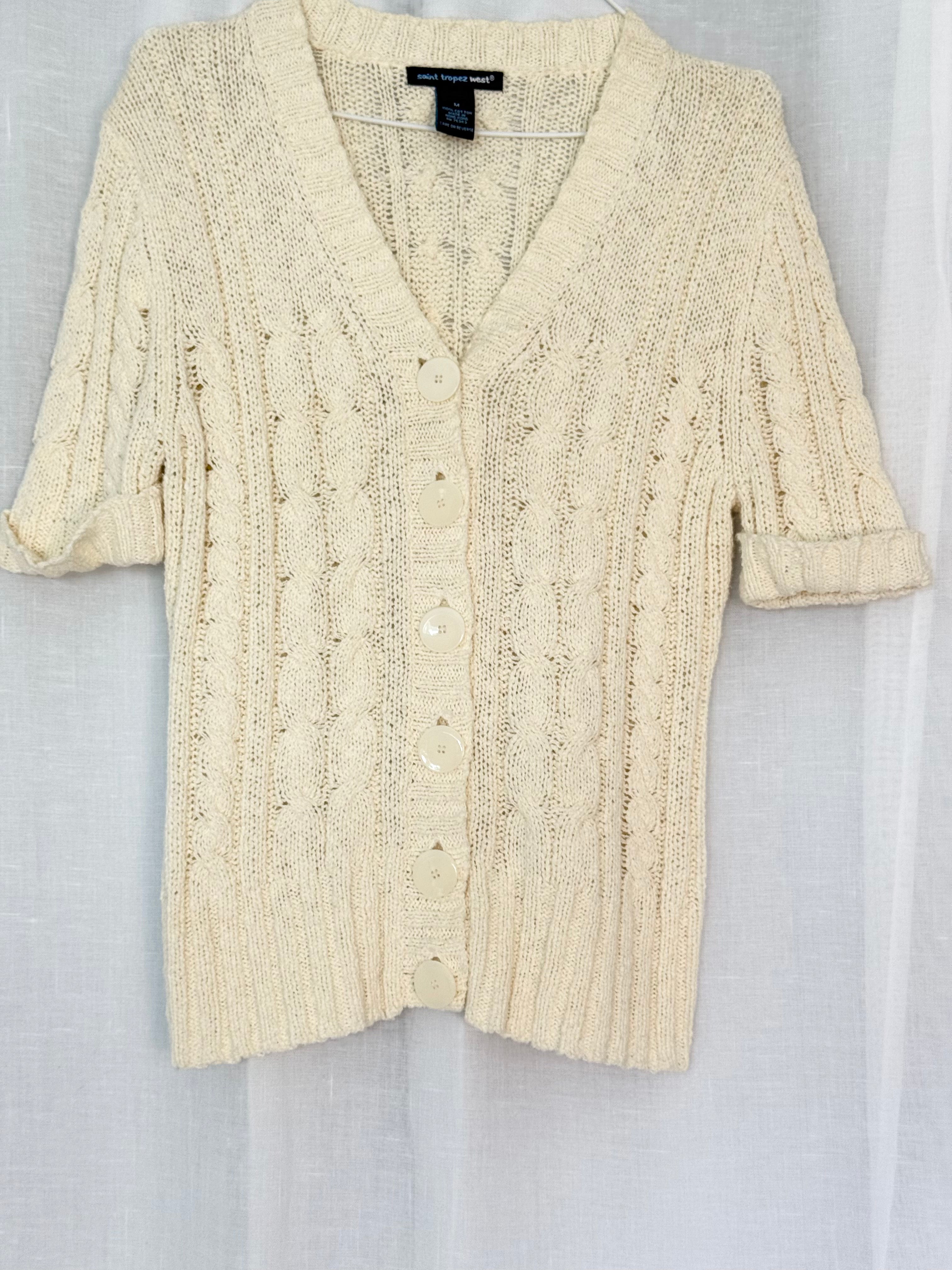 ✿ y2k cable knit short sleeve cardigan
