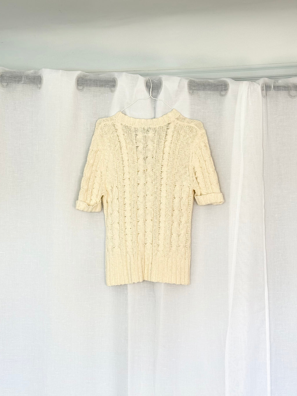 ✿ y2k cable knit short sleeve cardigan