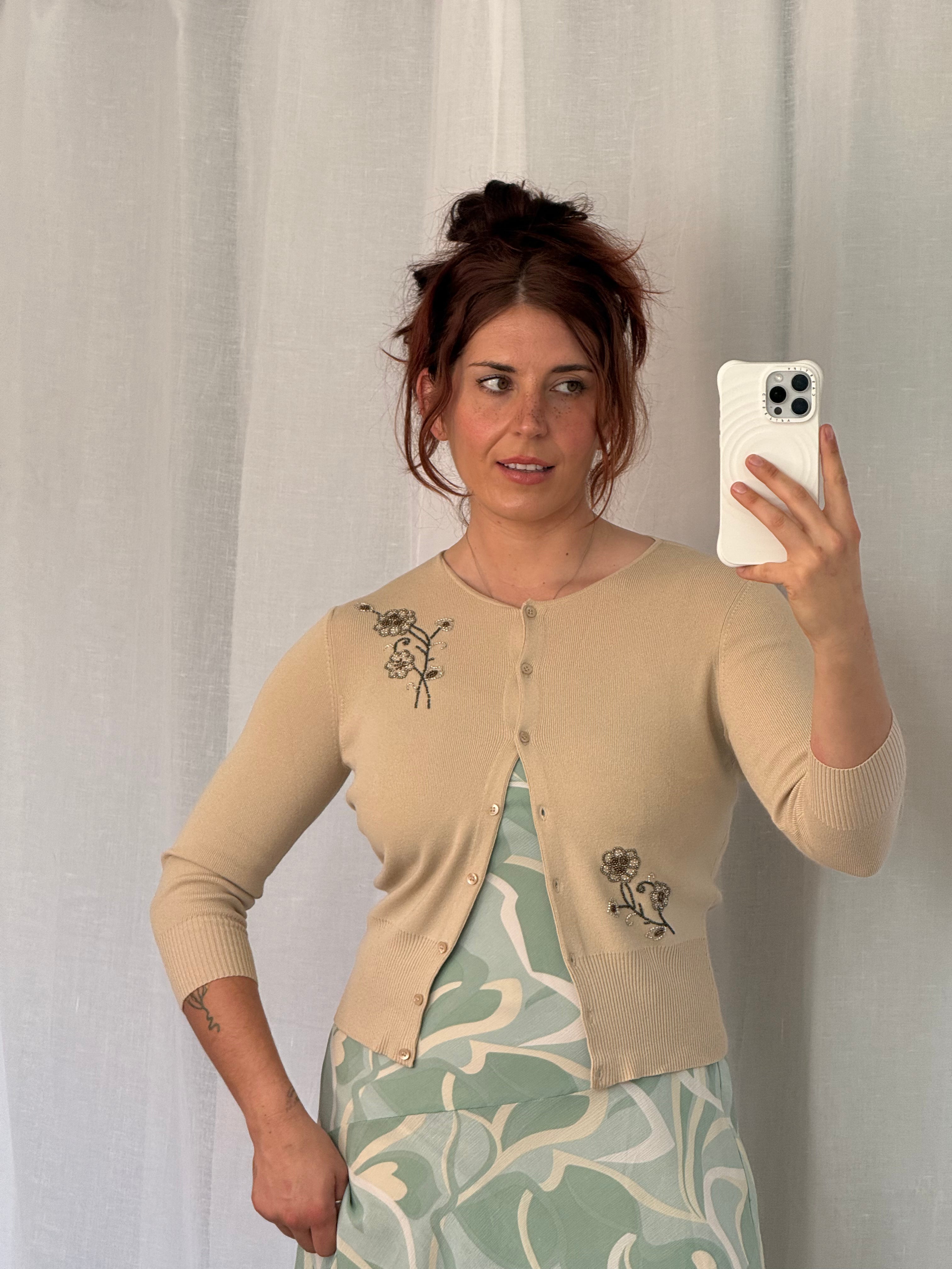 ✿ y2k beaded floral cardigan