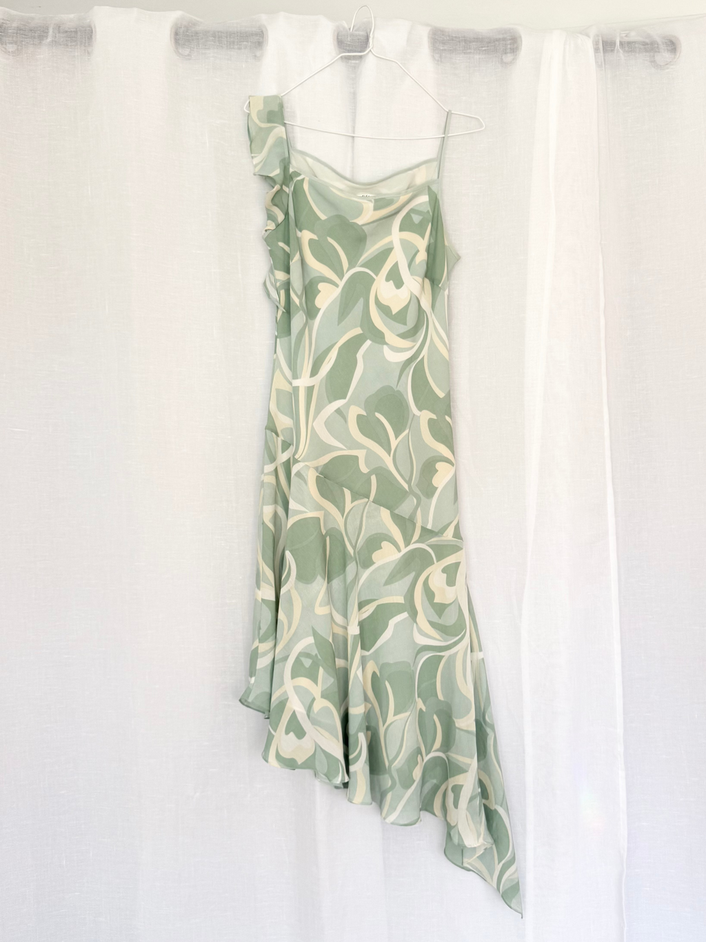 ✿ y2k sage green swirl slip dress