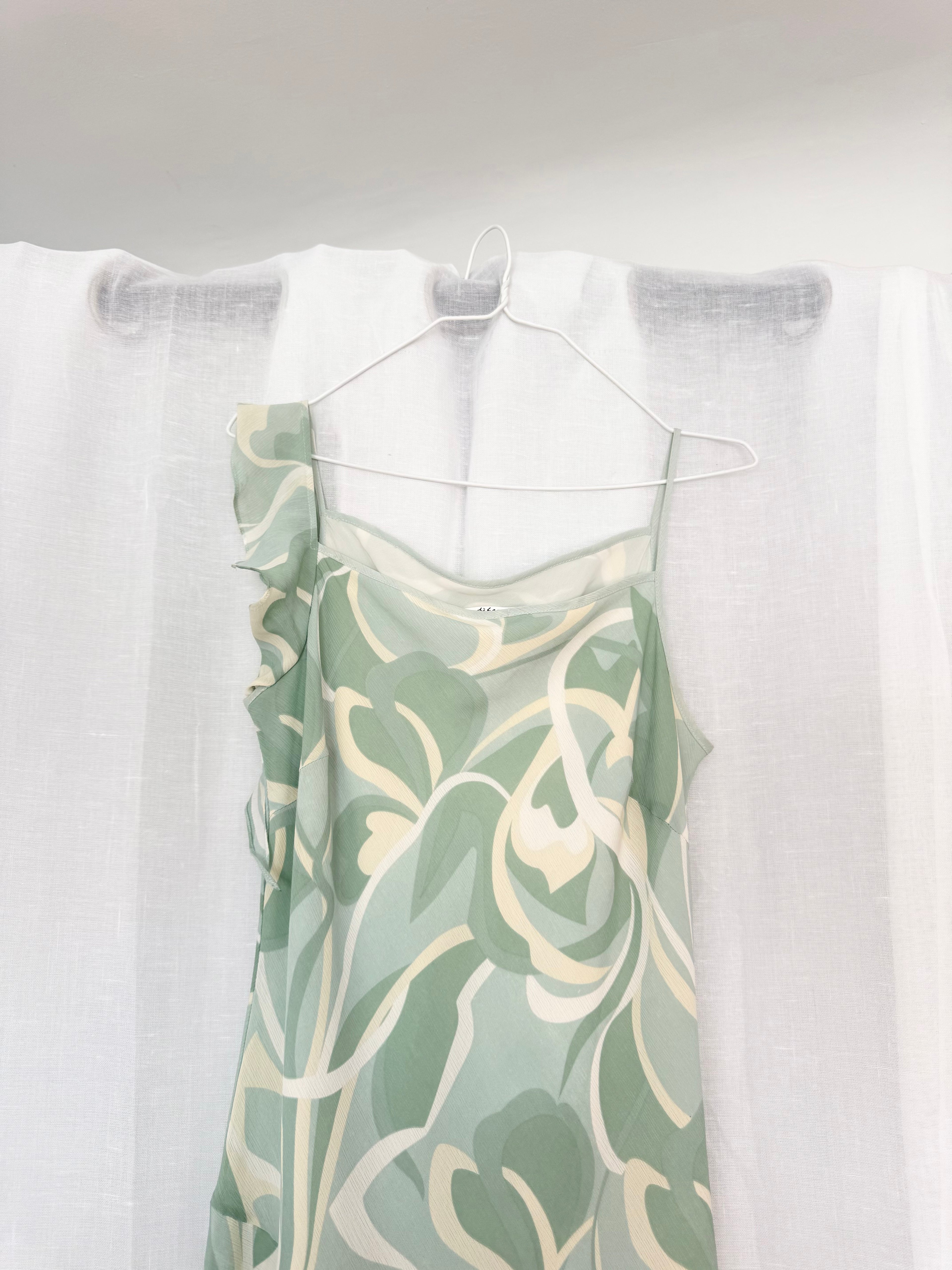 ✿ y2k sage green swirl slip dress
