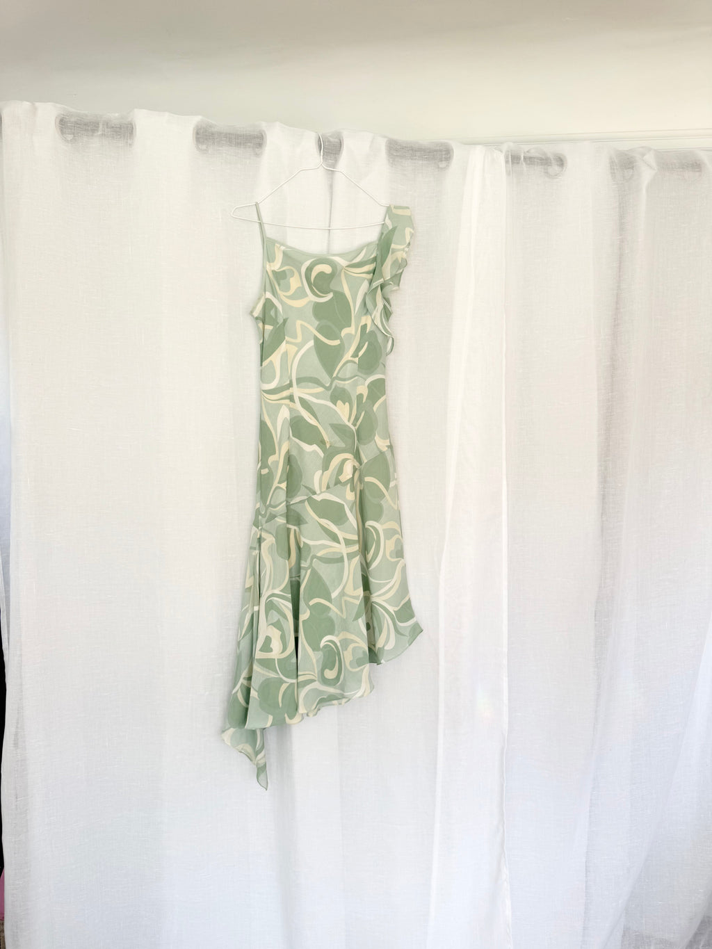 ✿ y2k sage green swirl slip dress