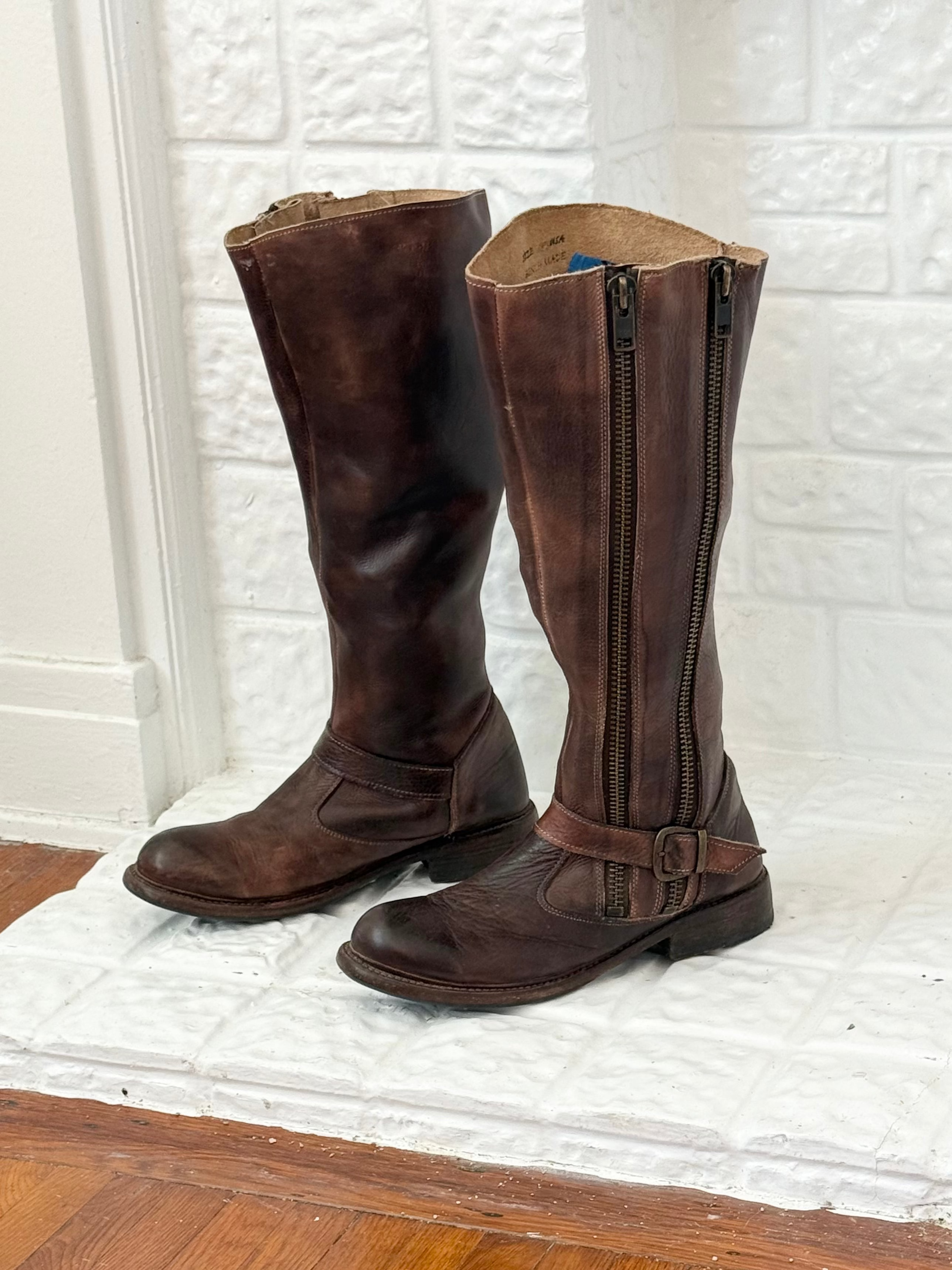 ✿ bed stu distressed leather knee high boots