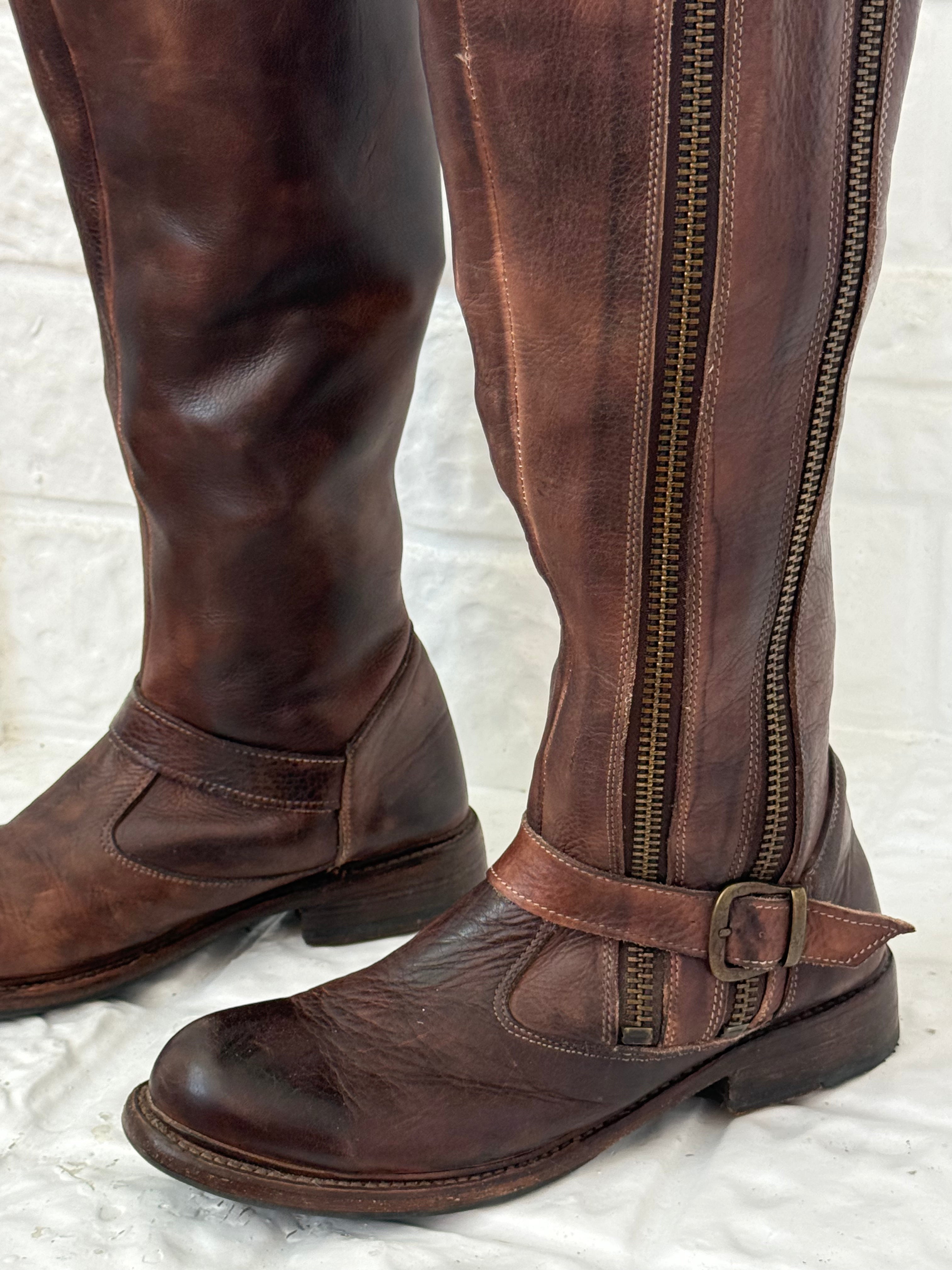 ✿ bed stu distressed leather knee high boots