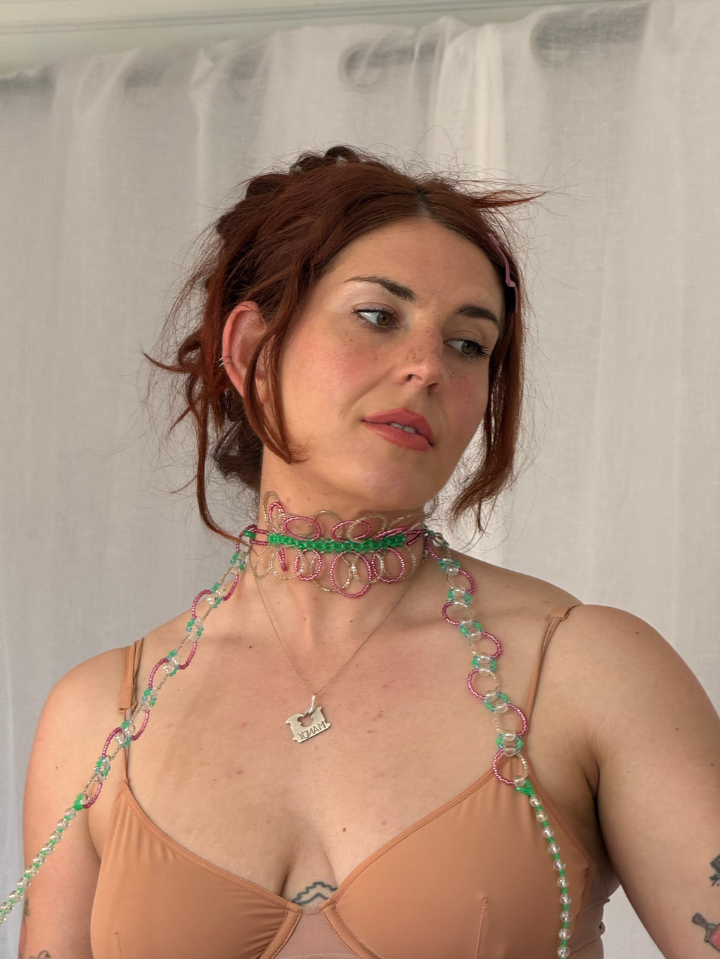 ✿handmade beaded choker scarf