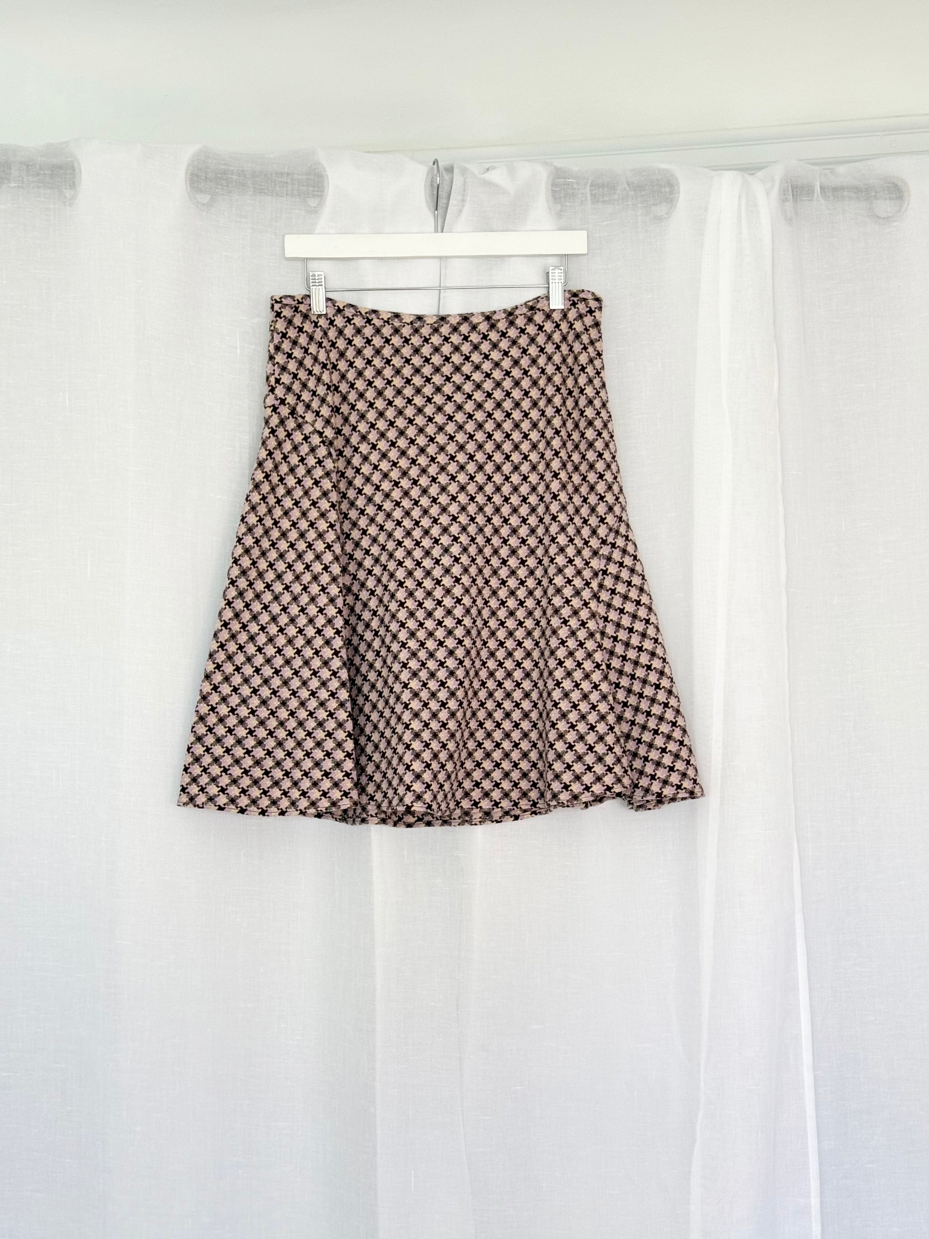 ✿ y2k banana republic houndstooth midi skirt - 30"