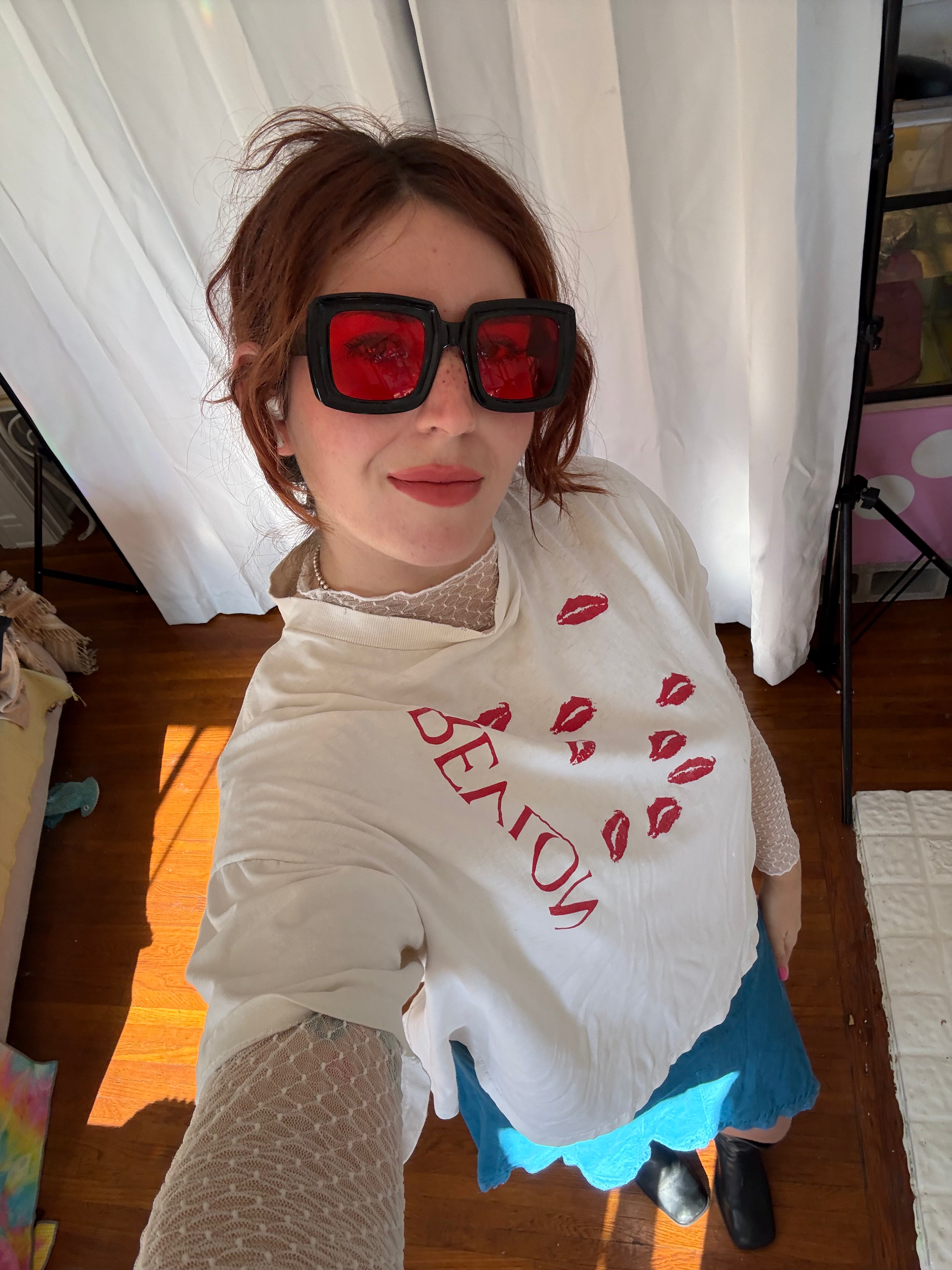 red and black oversized sunnies