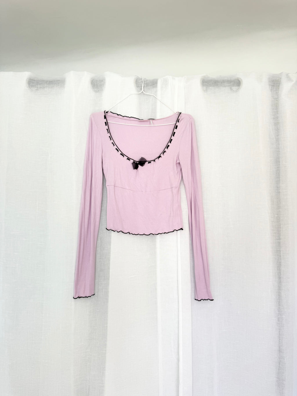 pink bow lettuce trim top ✦