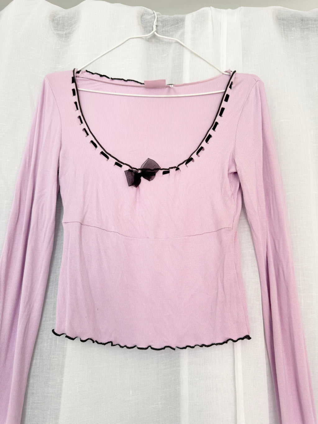 pink bow lettuce trim top ✦