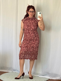 ✿ burgundy + blush lace midi dress ✿