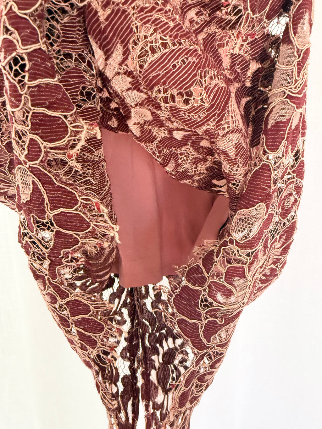 ✿ burgundy + blush lace midi dress ✿