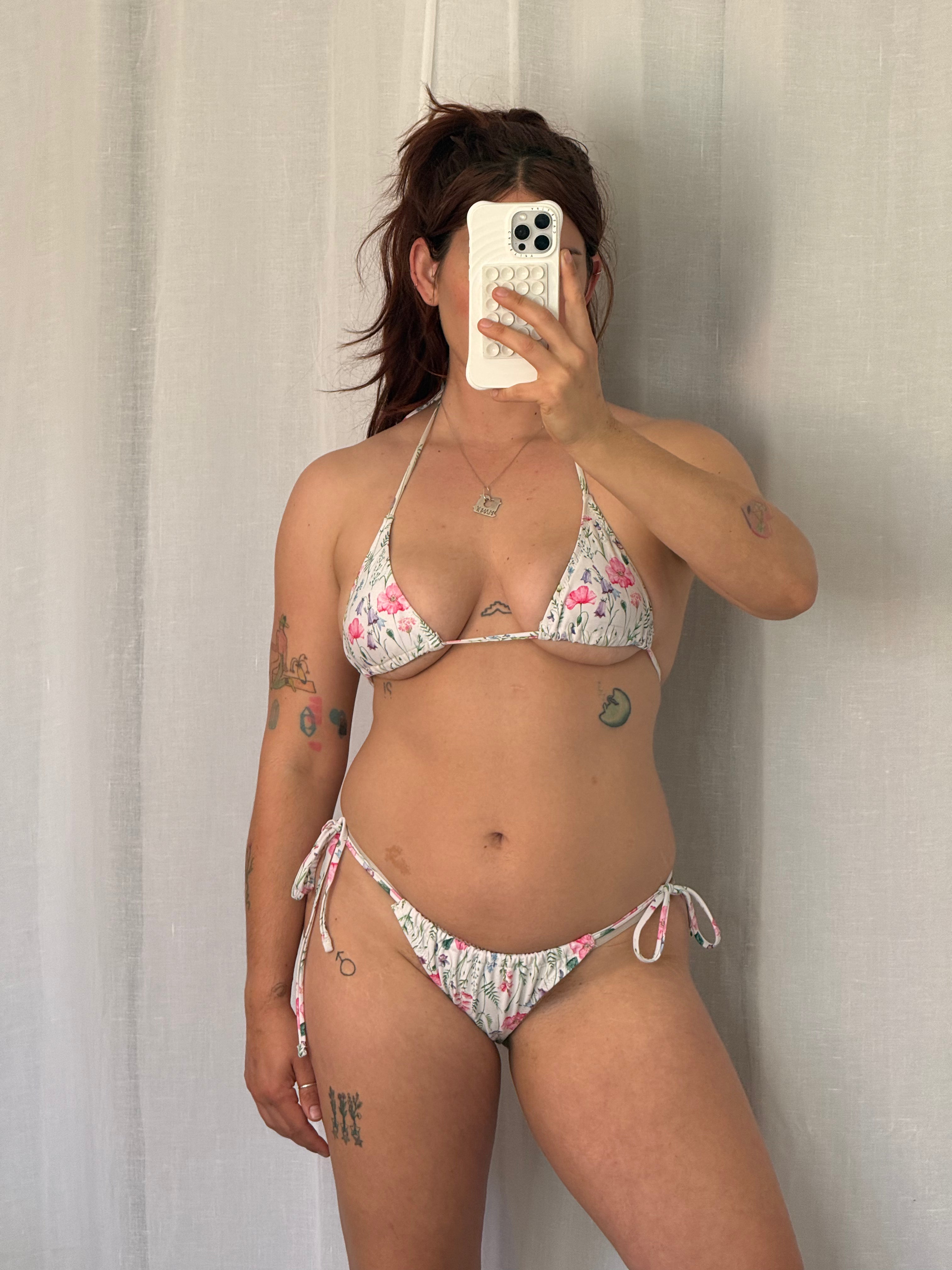 ✿ coquette floral tie bikini ⋆ micro triangle set ✿