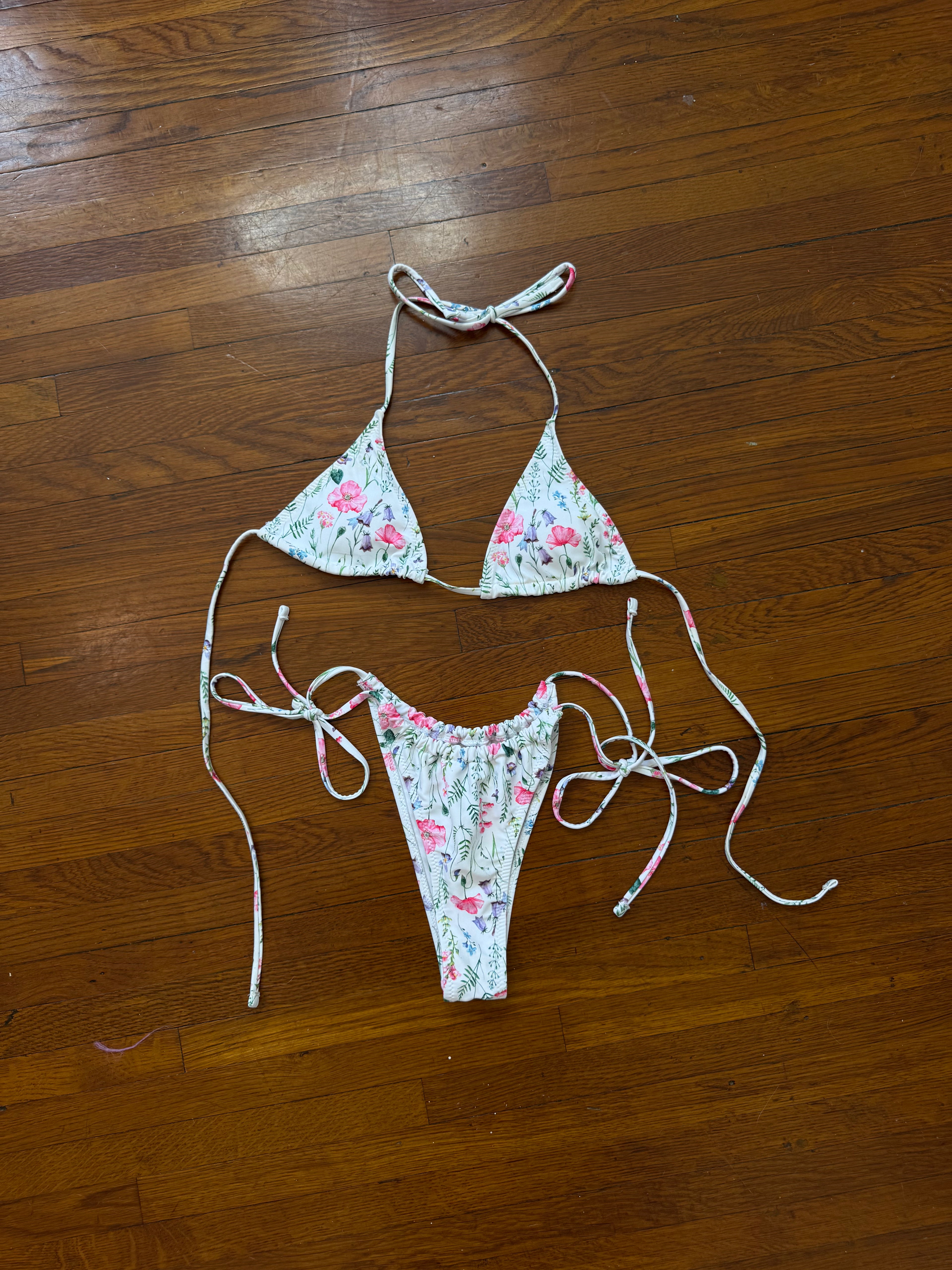 ✿ coquette floral tie bikini ⋆ micro triangle set ✿