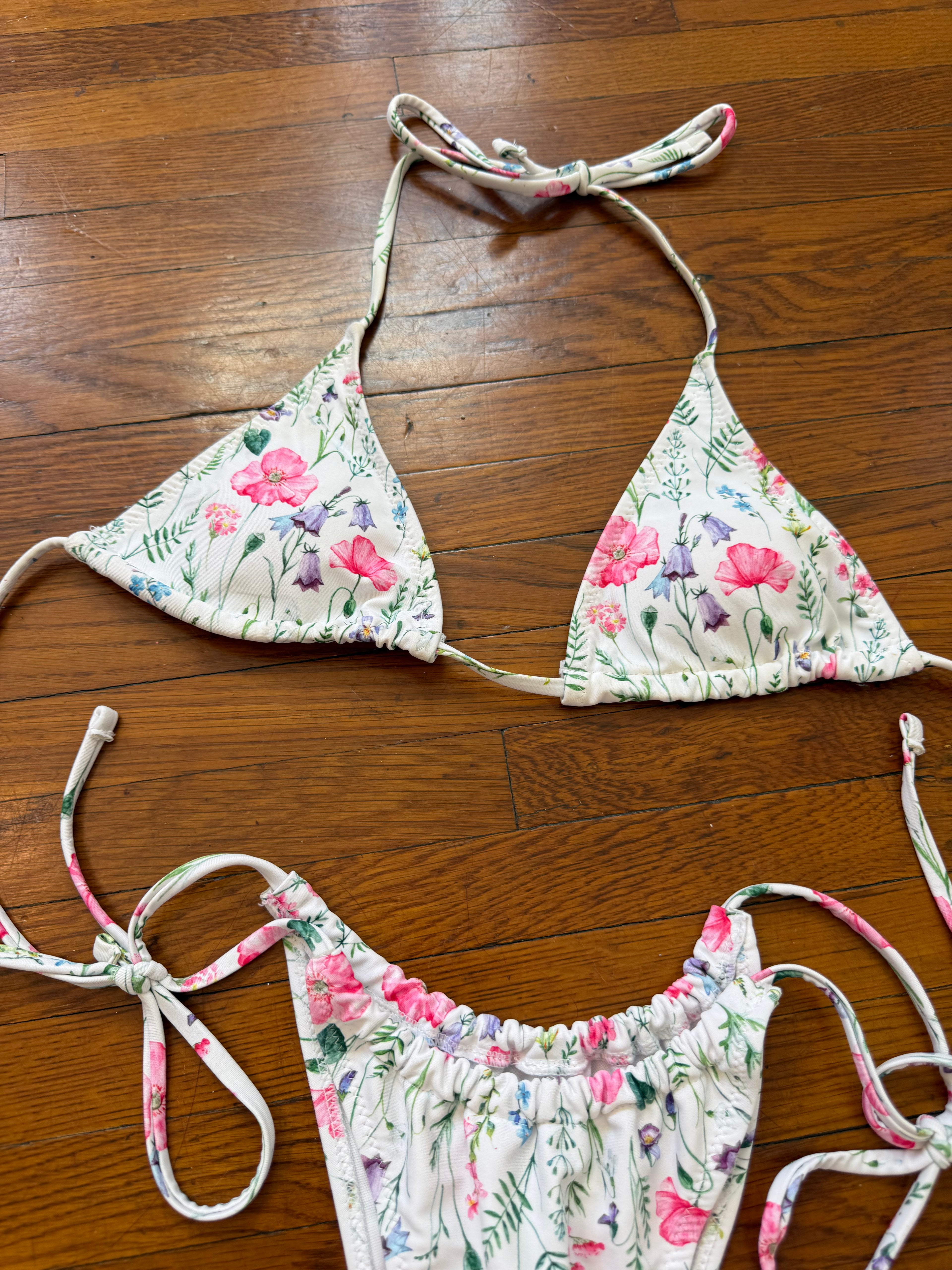 ✿ coquette floral tie bikini ⋆ micro triangle set ✿