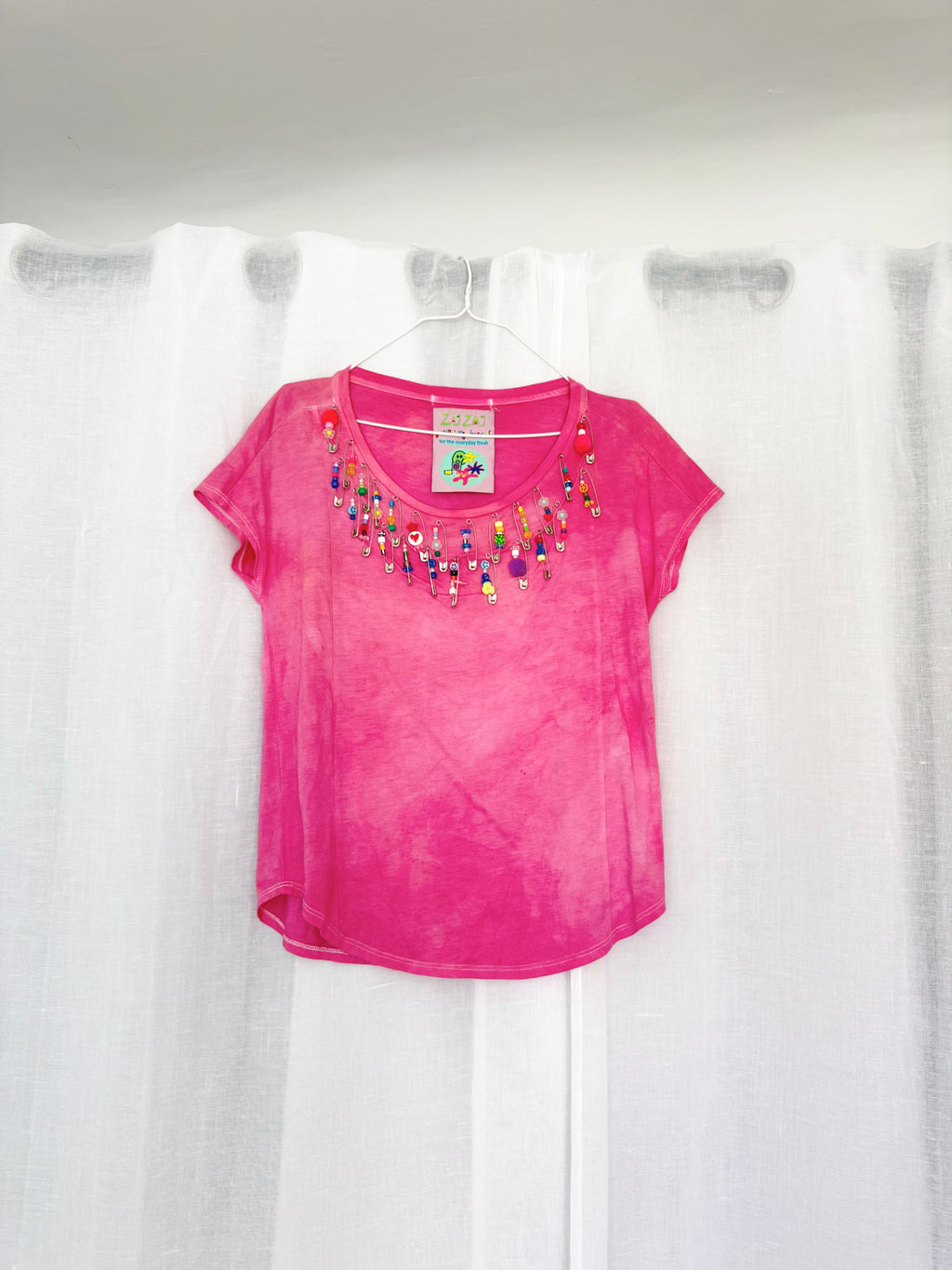 ✿ pink beaded baby tee ⋆ handmade upcycled statement ✿