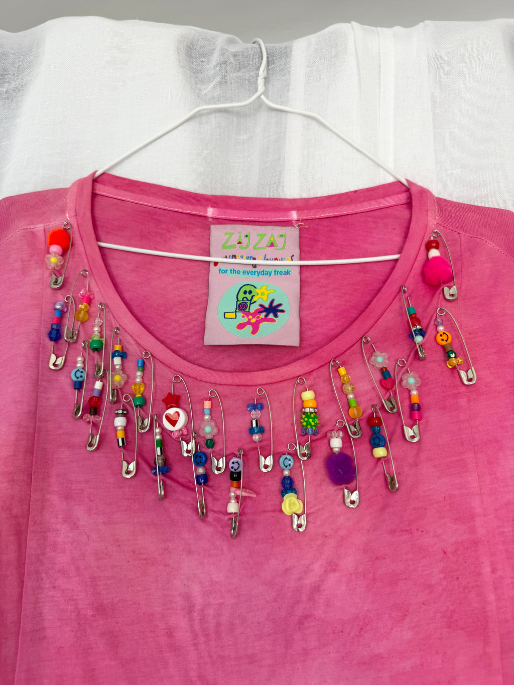 ✿ pink beaded baby tee ⋆ handmade upcycled statement ✿