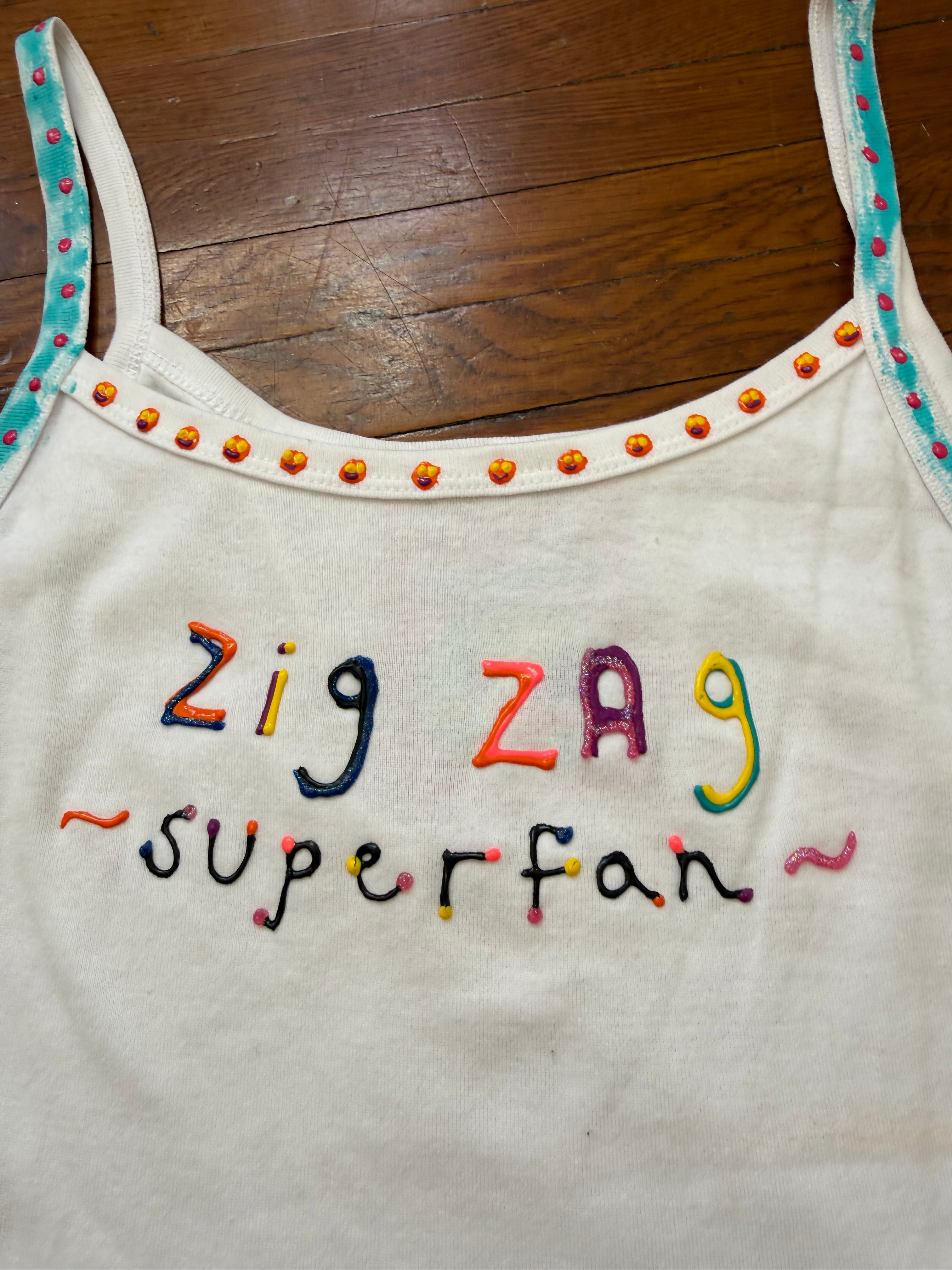 zig zag superfan painted spaghetti tank