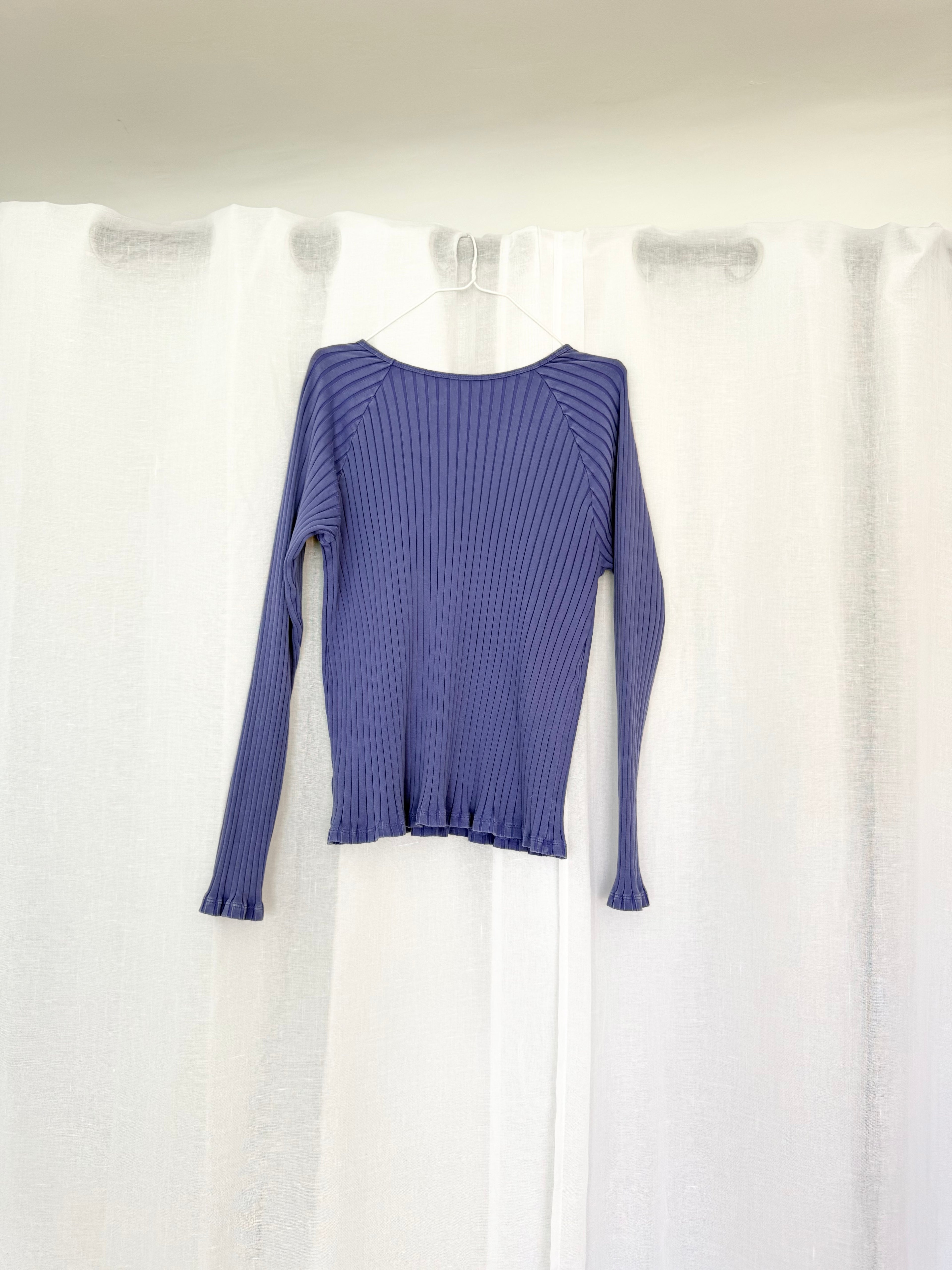 ✿ periwinkle ribbed long sleeve top ✿