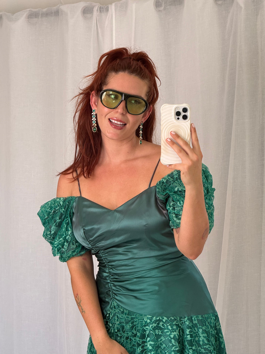 ✧ green tinted oversized aviator sunglasses ✧