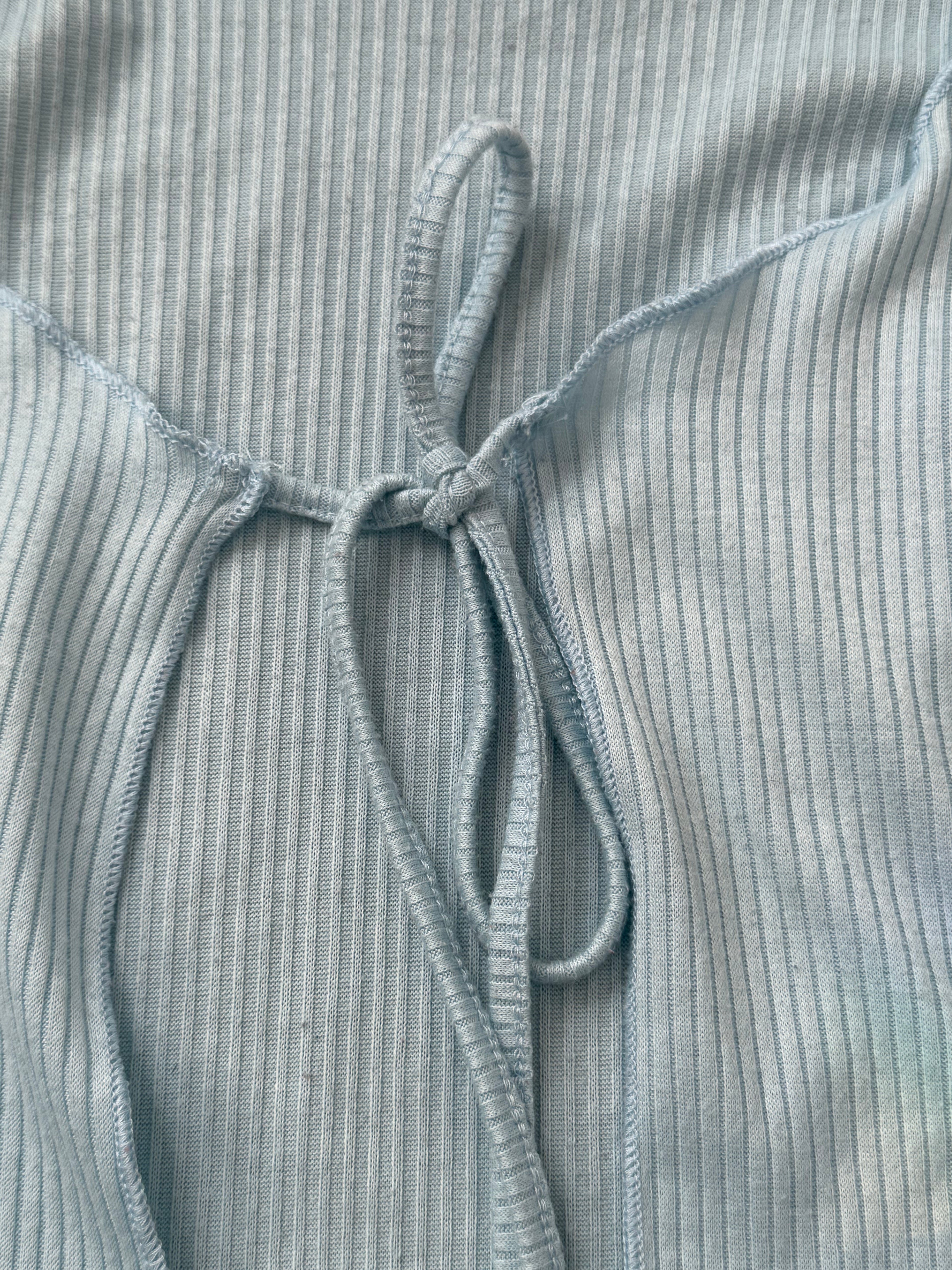 baby blue ribbed tie-front cardi