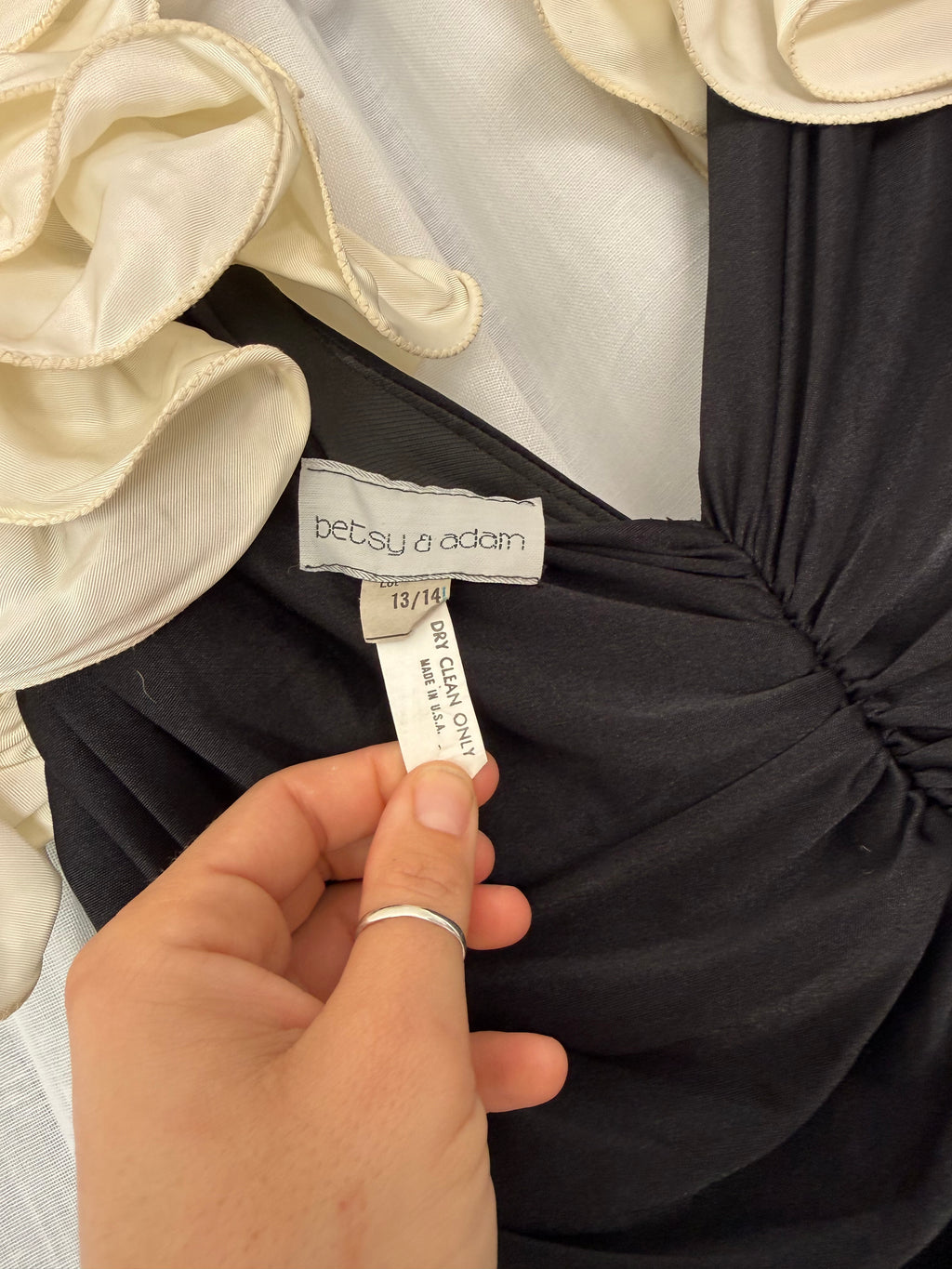 black + ivory ruffle couture dress