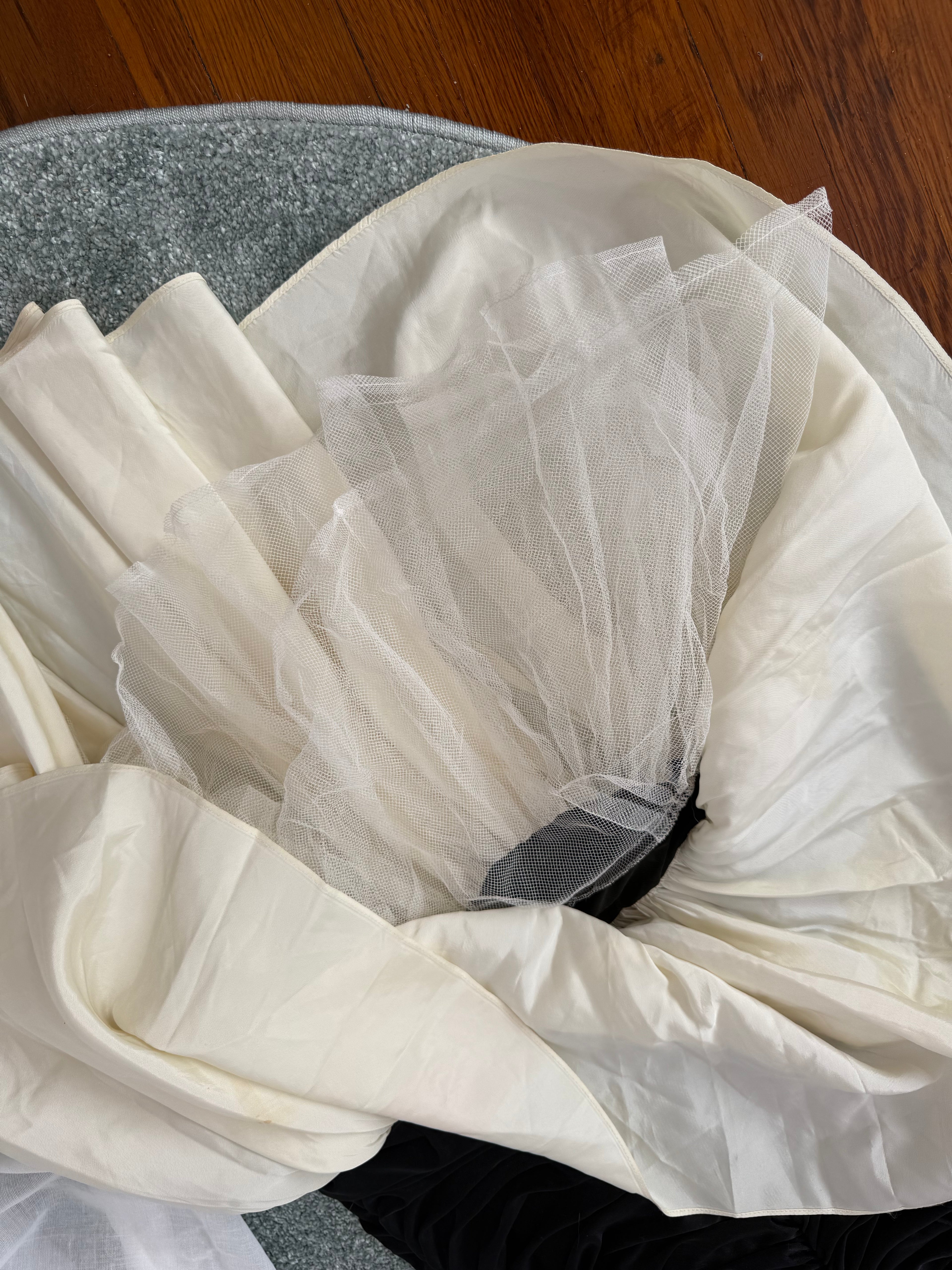 black + ivory ruffle couture dress