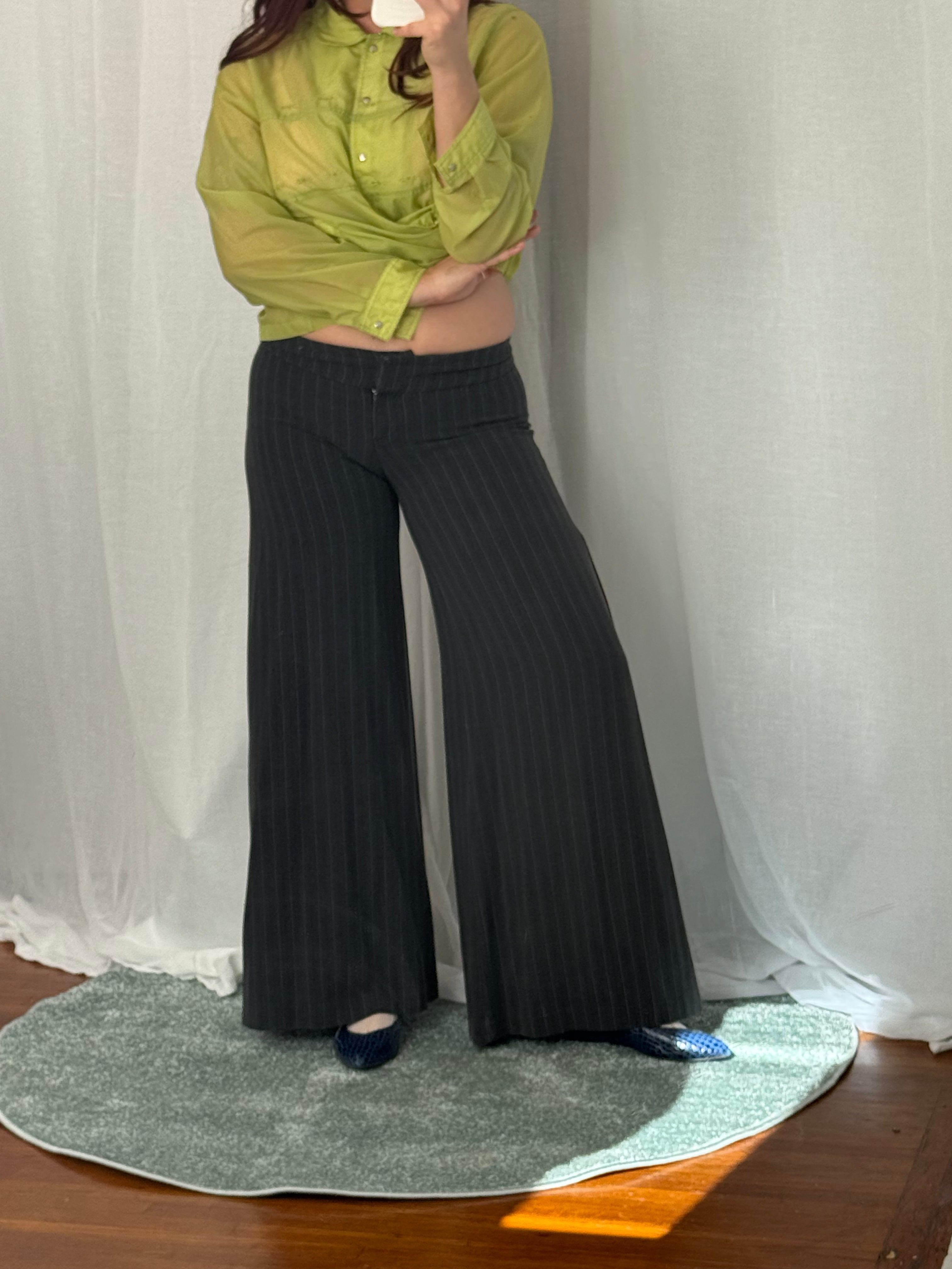 vintage forever 21 pinstripe wide leg trousers