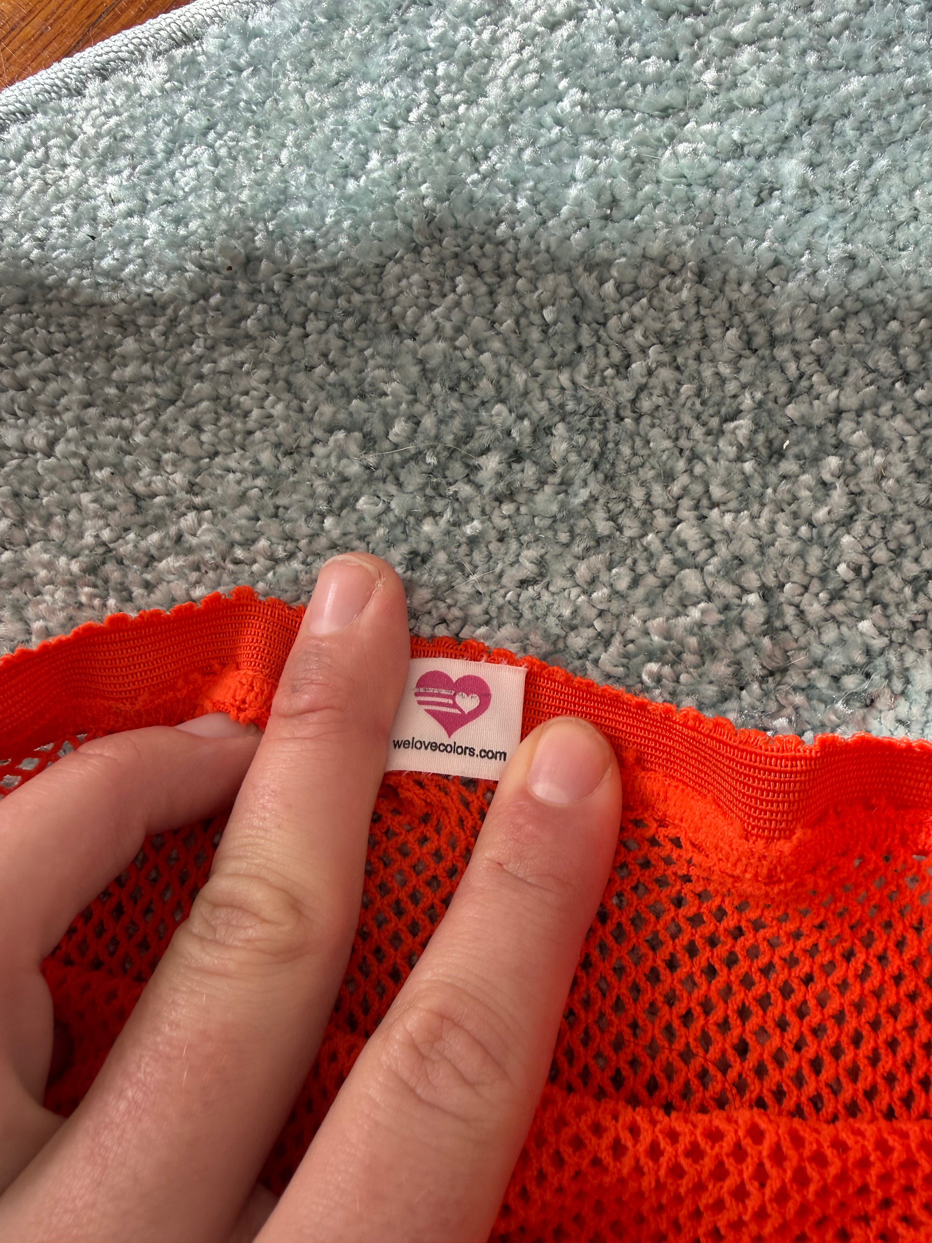 orange fishnet tights / leggings