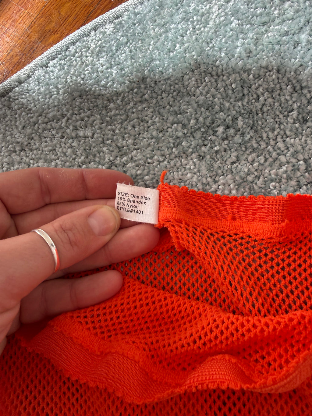 orange fishnet tights / leggings