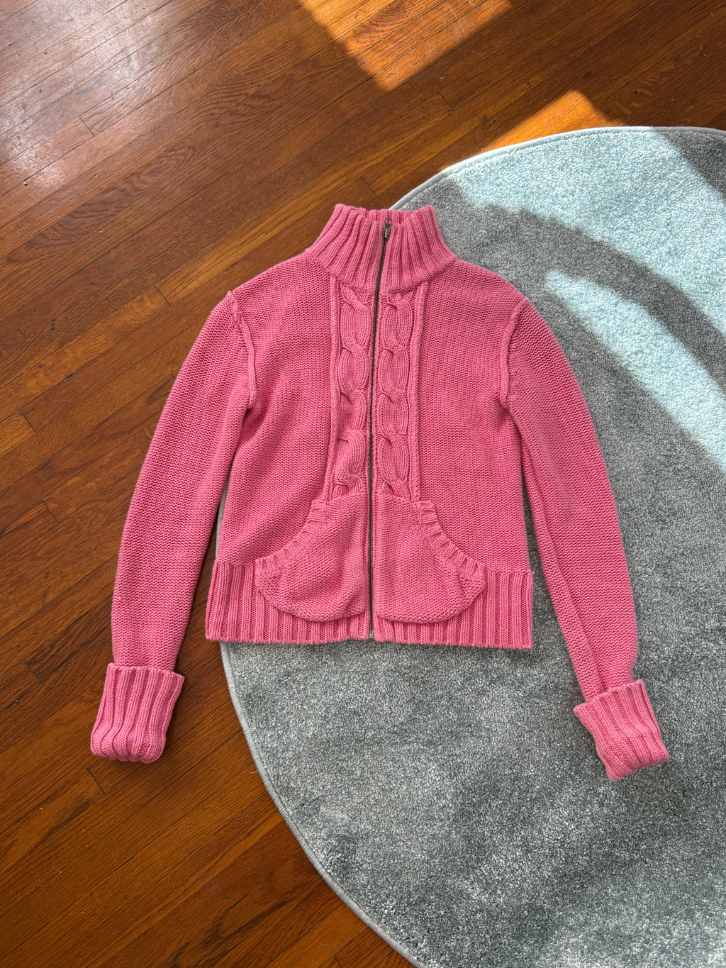 ✧ ✩ pink cable knit zip sweater ✩ ✧