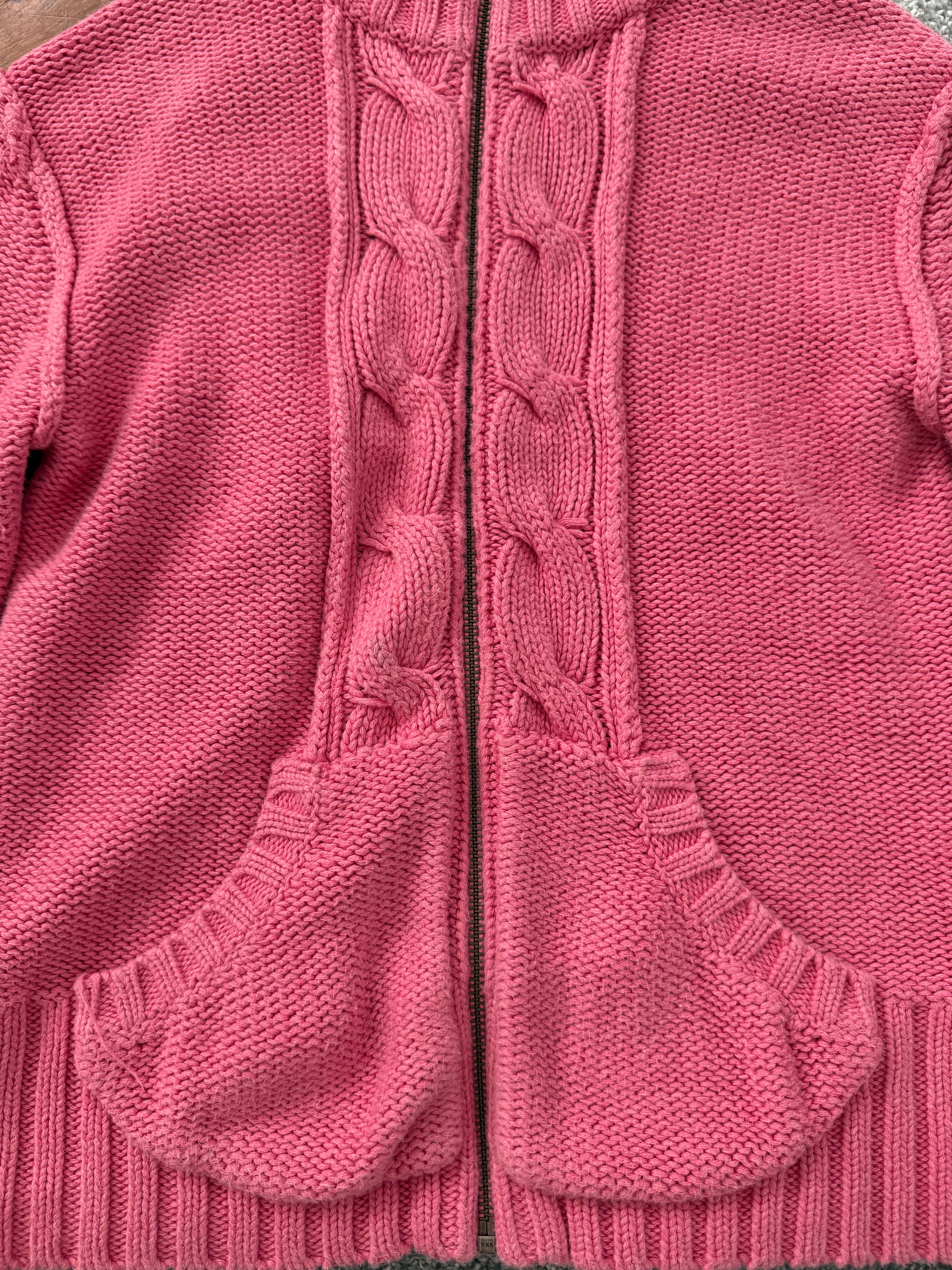 ✧ ✩ pink cable knit zip sweater ✩ ✧