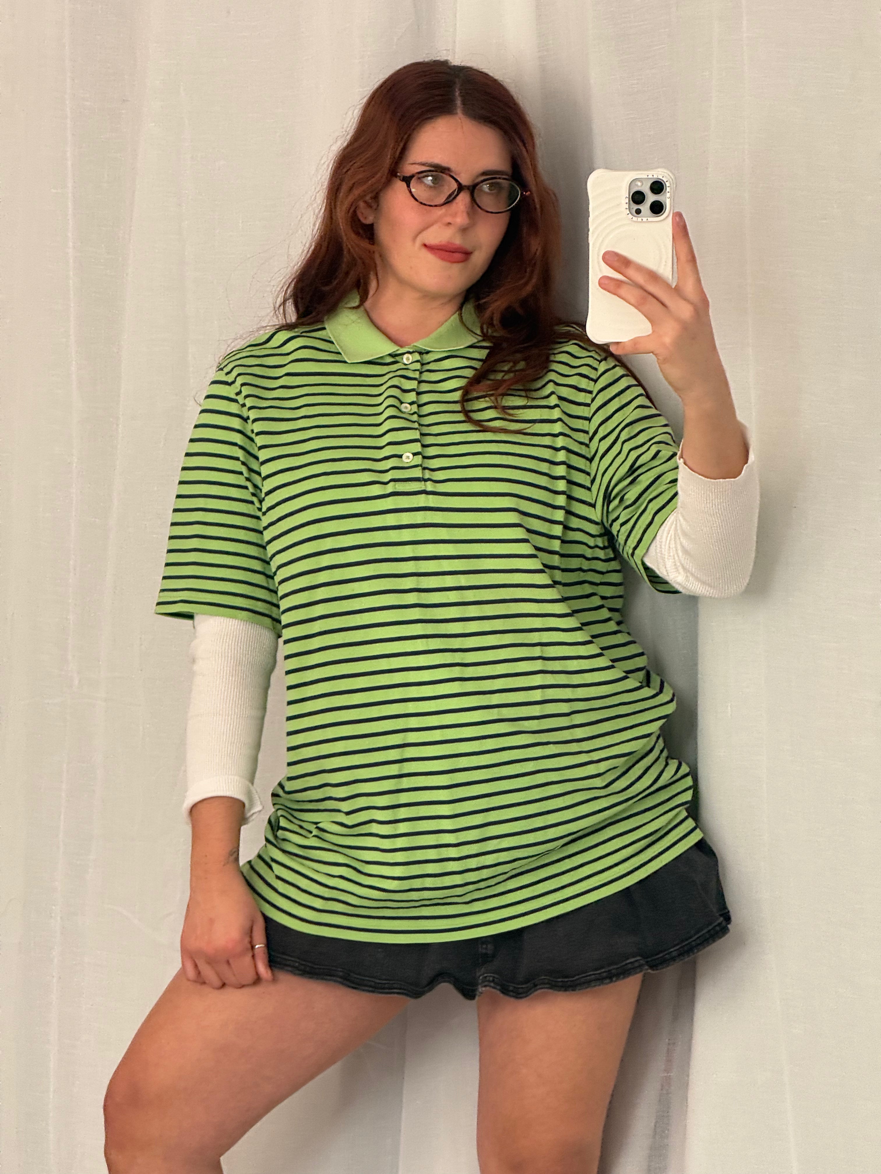 ✧ ☆ striped green polo shirt ☆ ✧