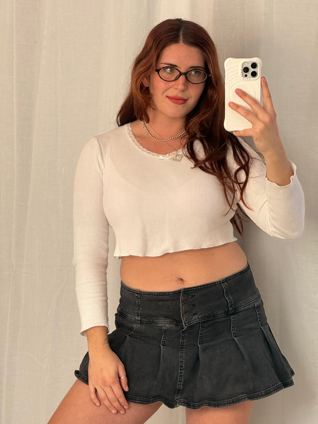 brandy melville cropped waffle knit long sleeve