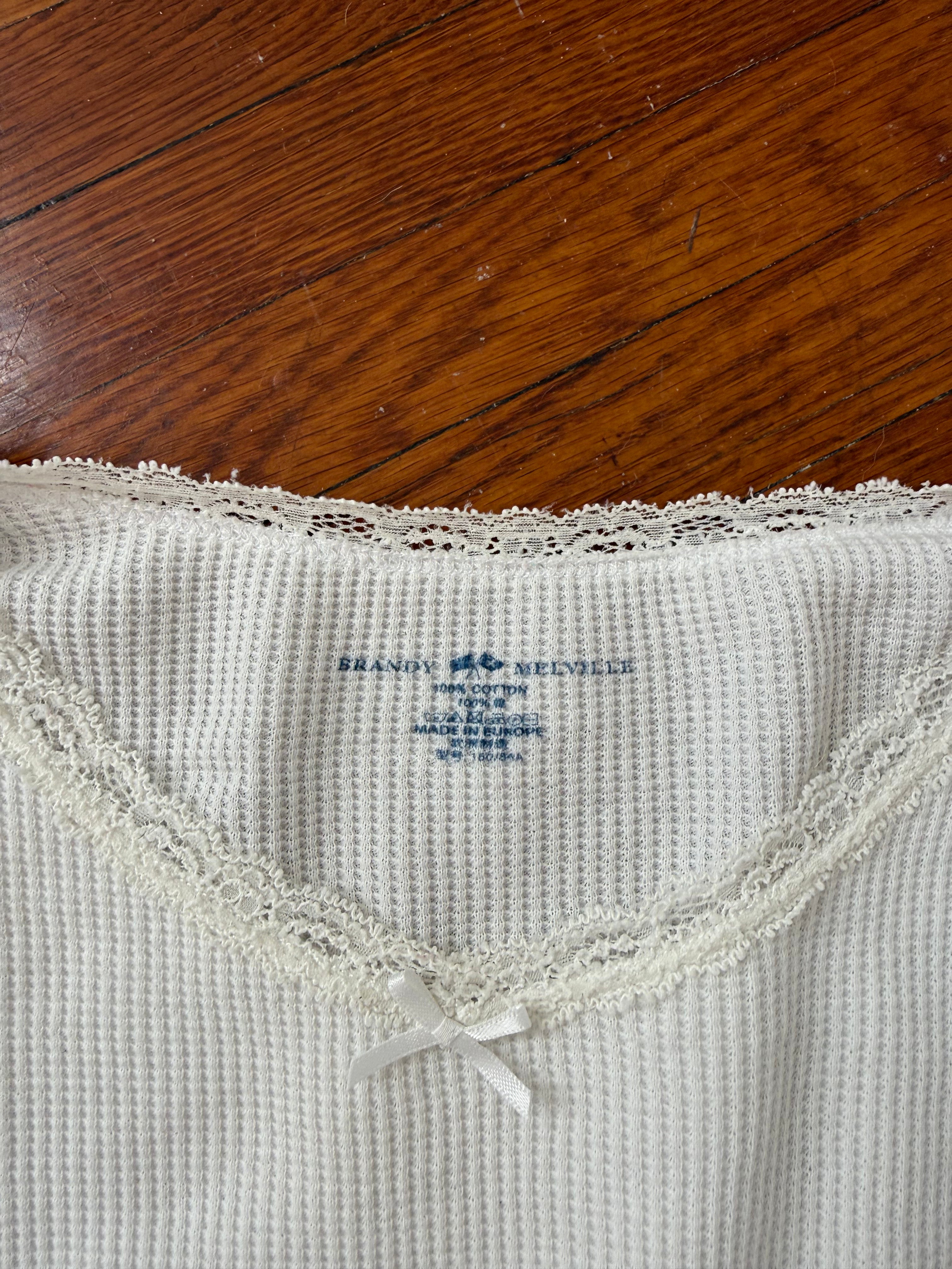 brandy melville cropped waffle knit long sleeve