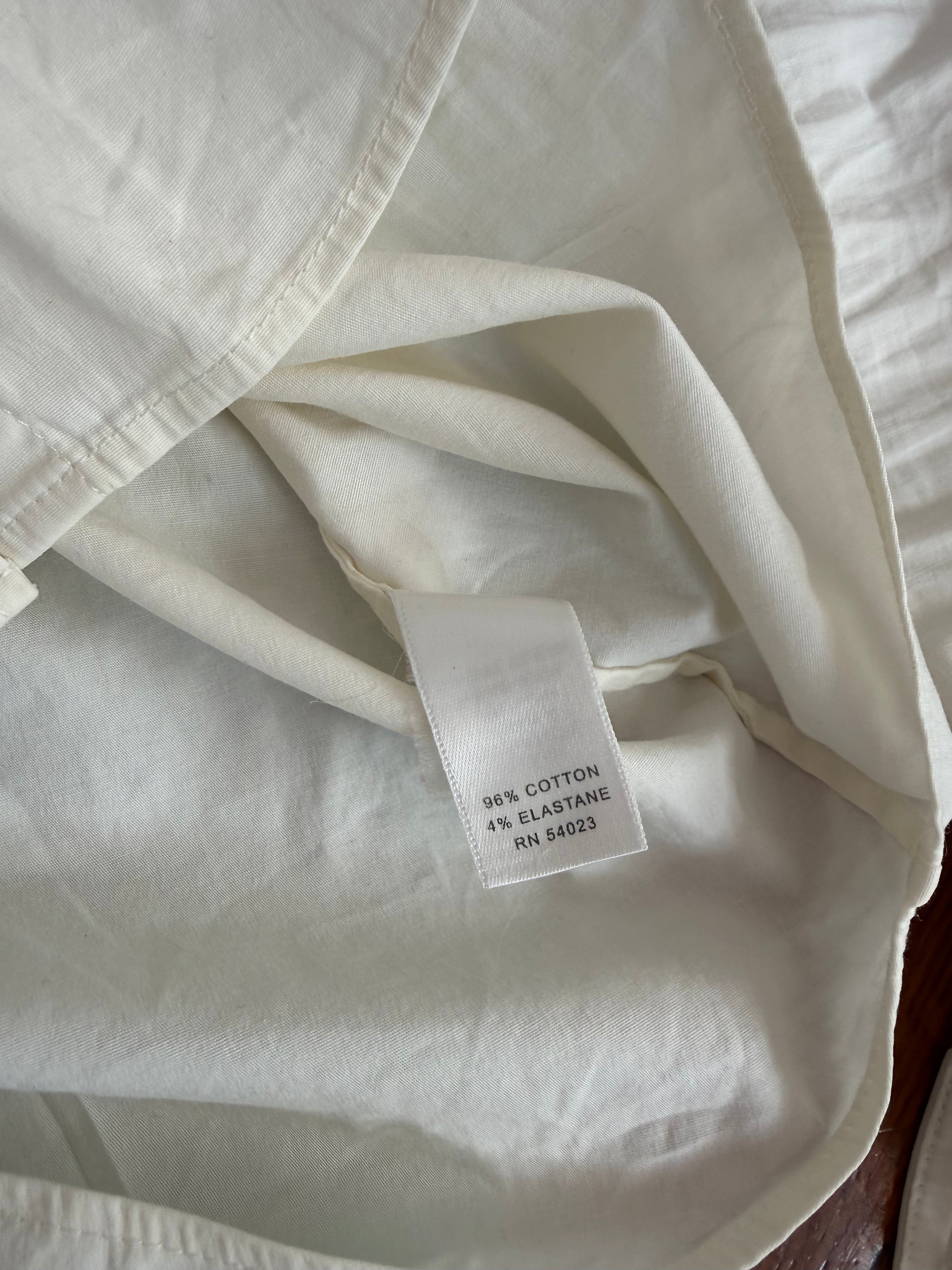 white y2k fitted button-up blouse