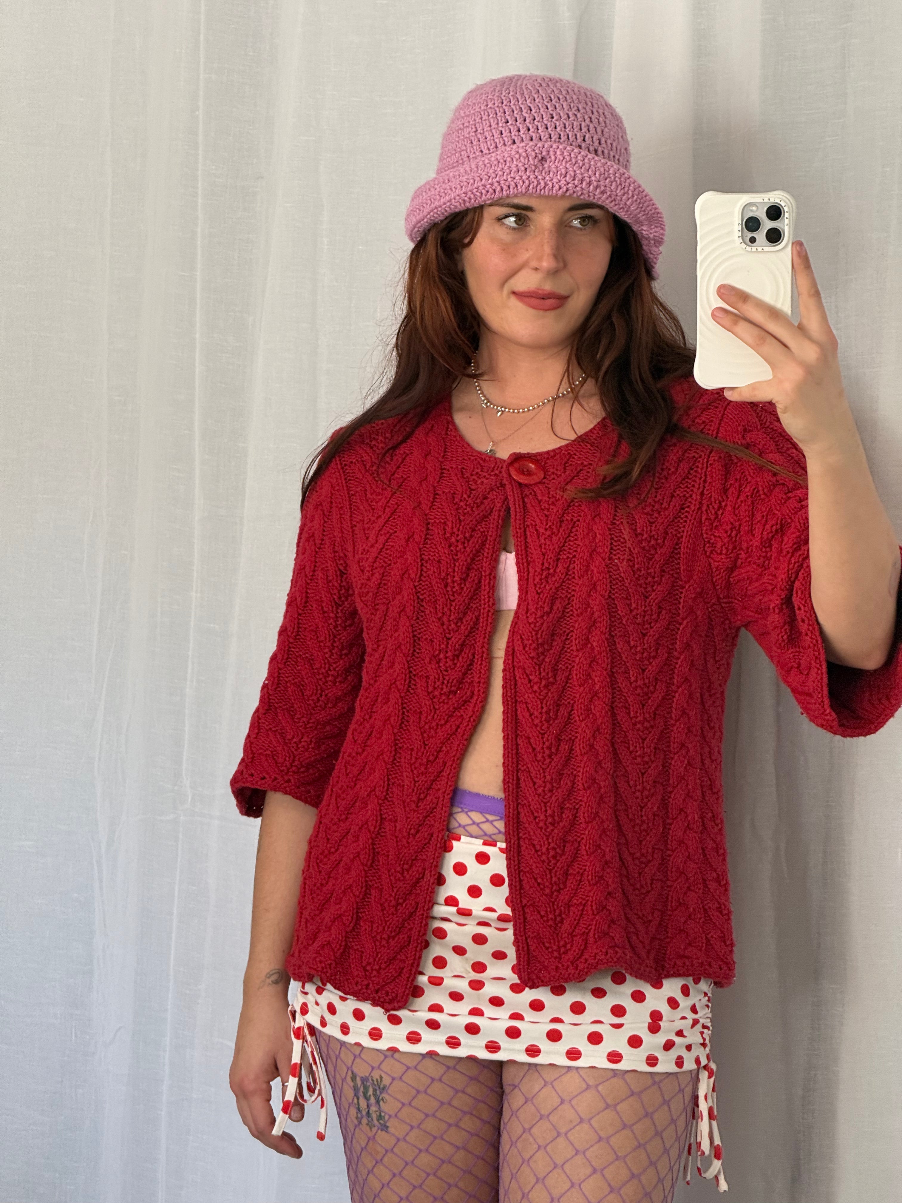 super thin hand-crocheted lilac beanie