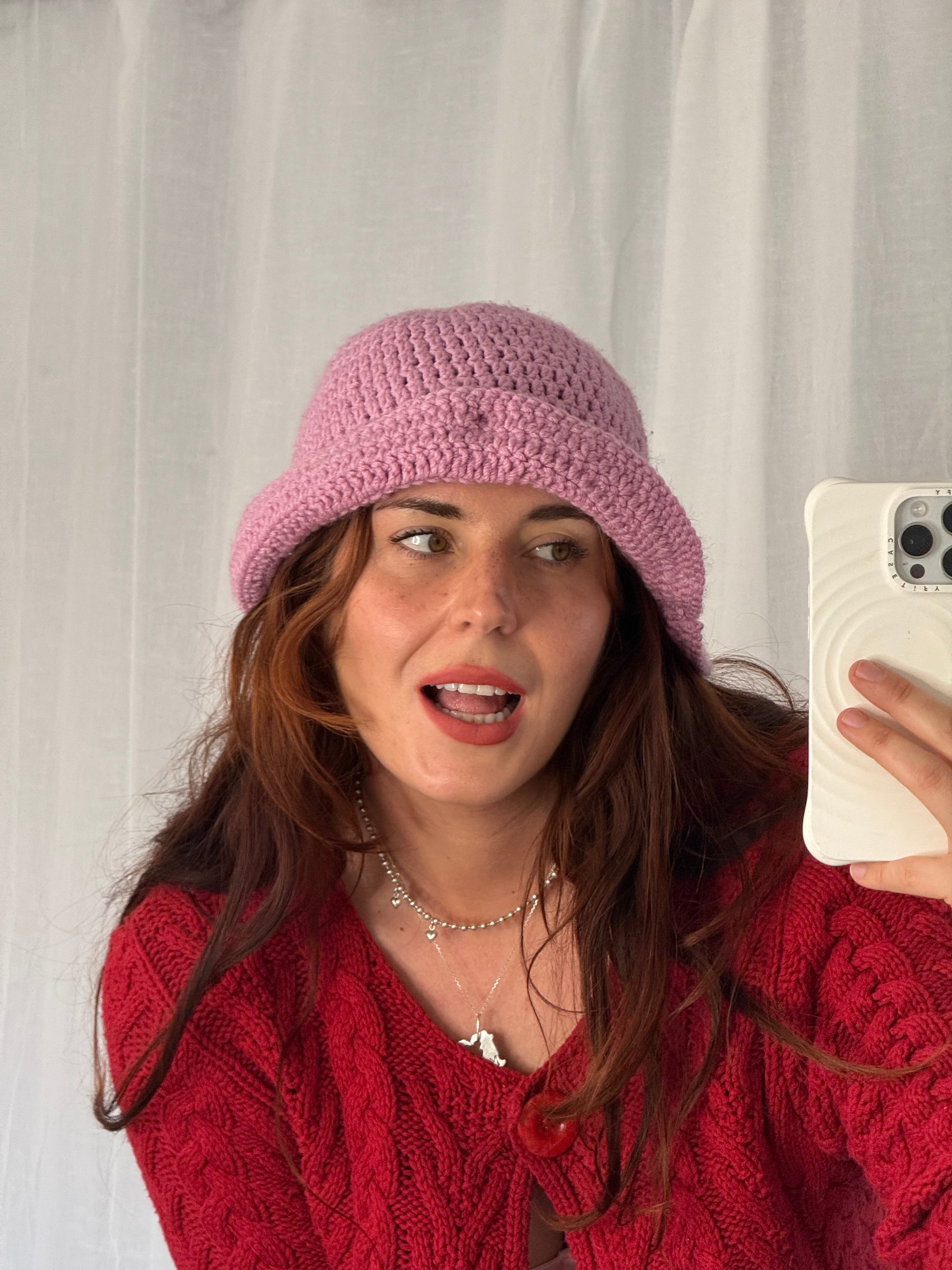 super thin hand-crocheted lilac beanie