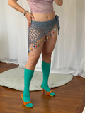 handmade crochet beaded mesh hip scarf wrap