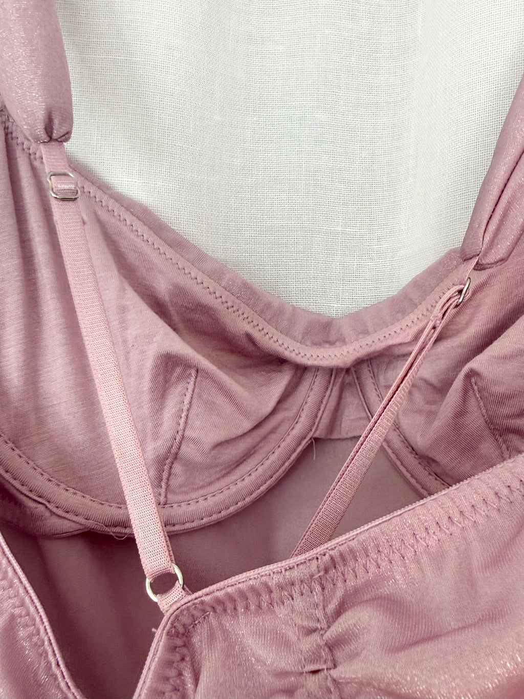 sparkly blush satin ruched cami crop top