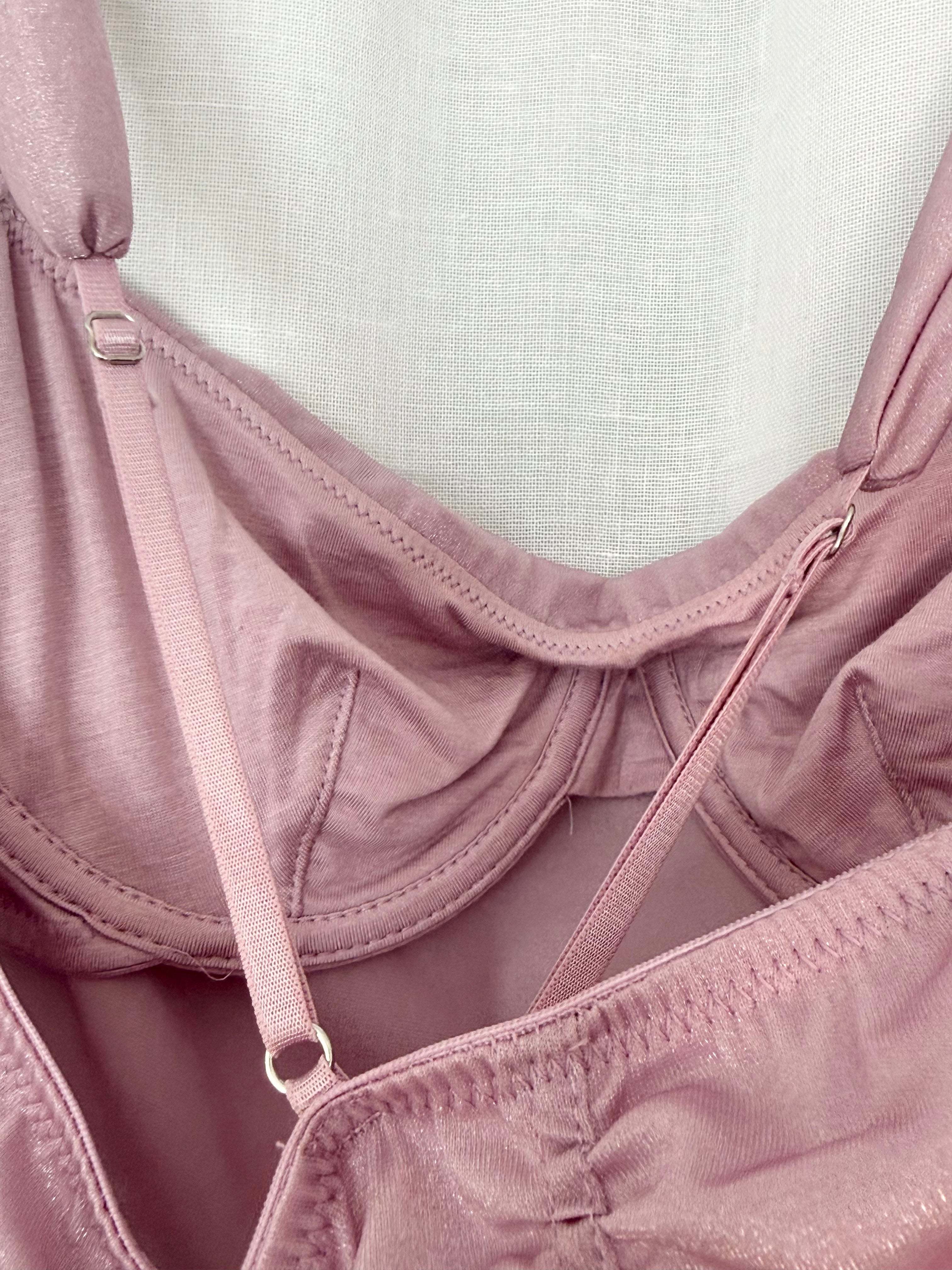 sparkly blush satin ruched cami crop top